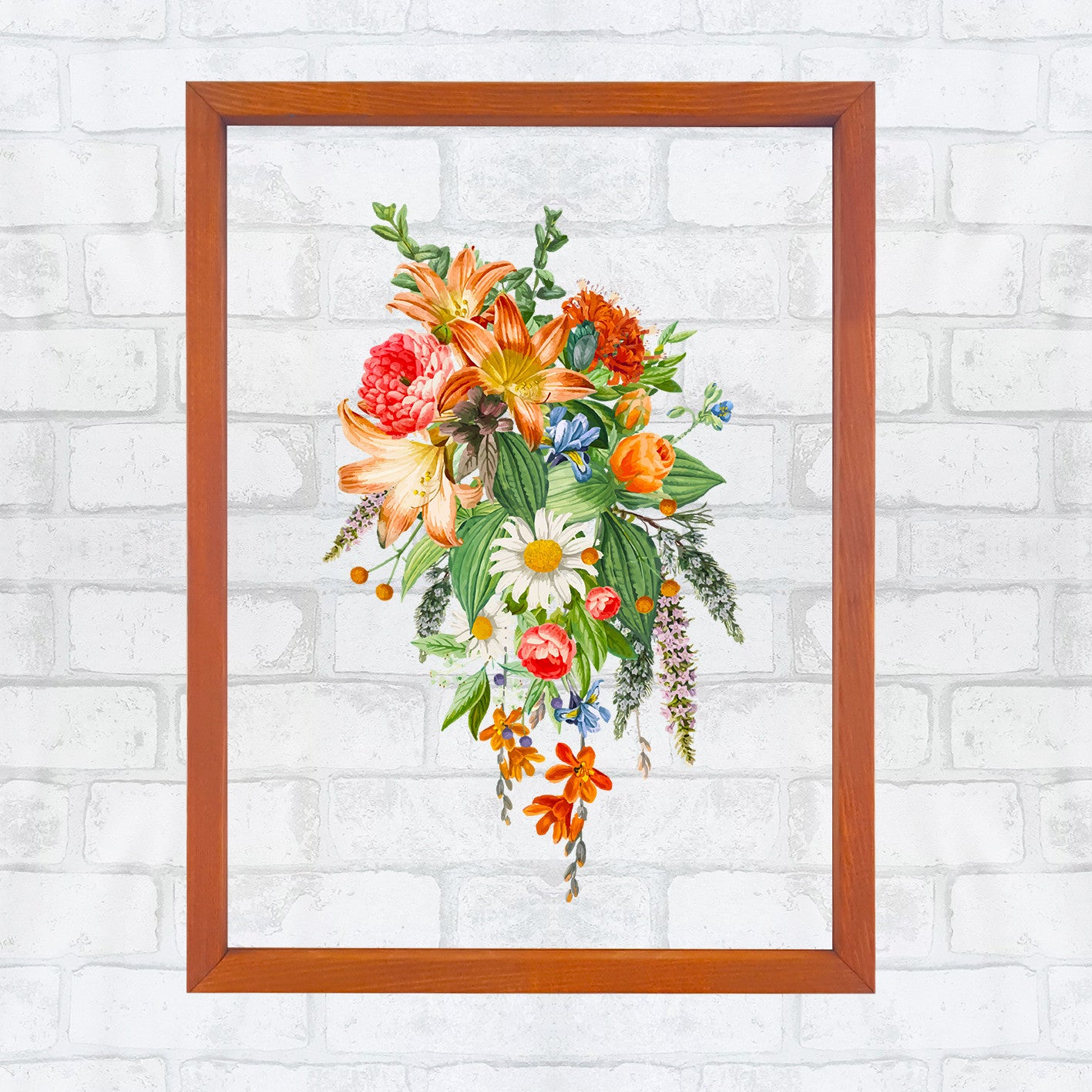 Quadro Decorativo Multicolor com Moldura de Madeira - Impressão Digital UV em Vidro 32x42cm