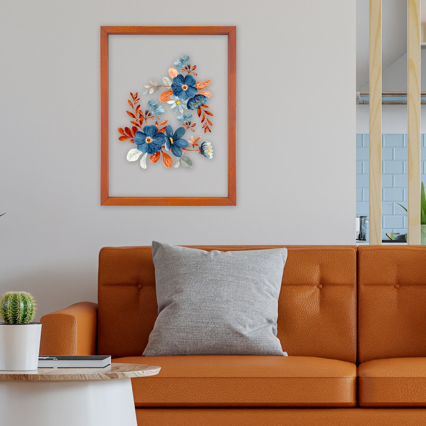 Quadro Decorativo Multicolor com Moldura de Madeira - Impressão Digital UV em Vidro 32x42cm