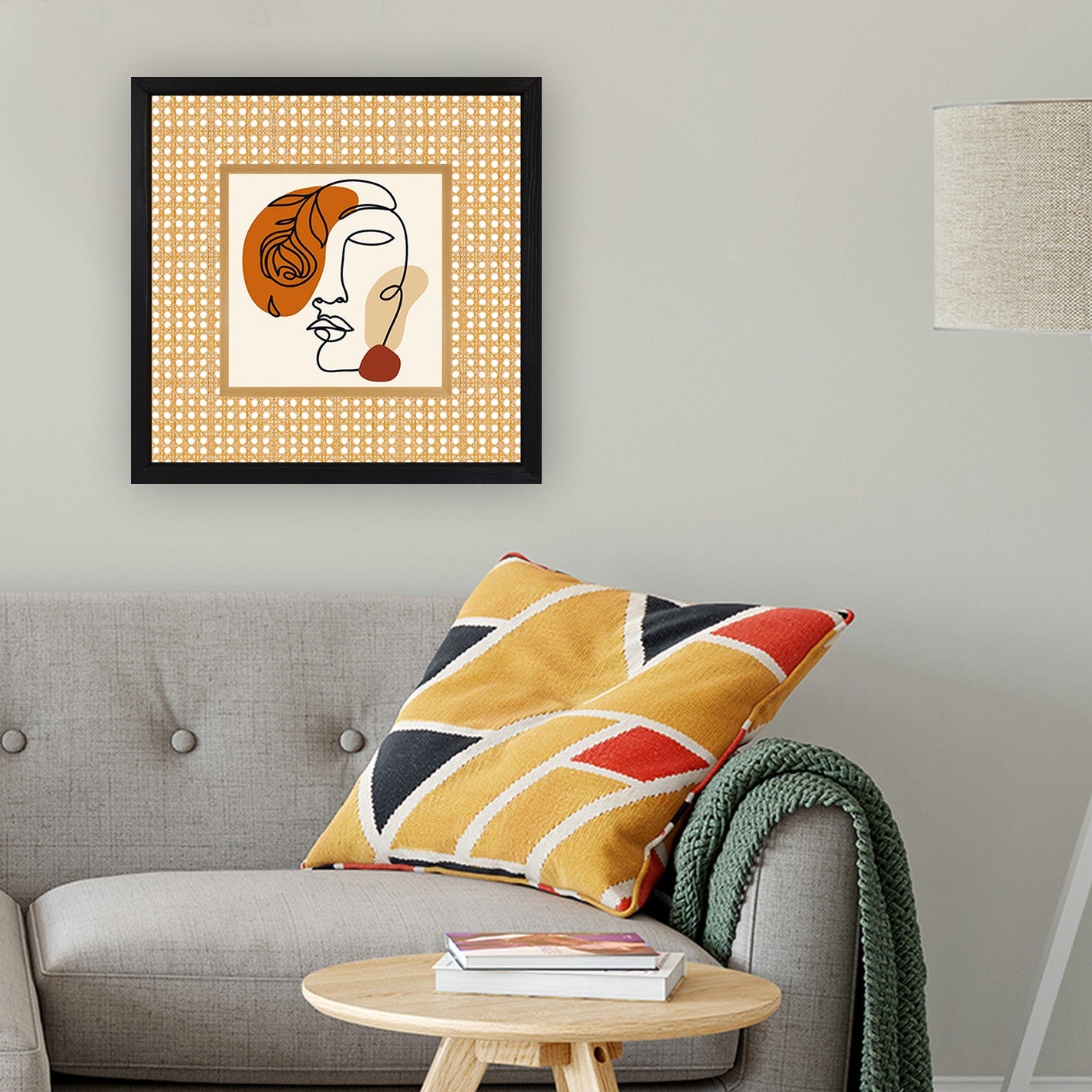 Quadro Decorativo Multicolor com Moldura de Madeira 32x32cm - Impressão Digital UV em Vidro 4mm