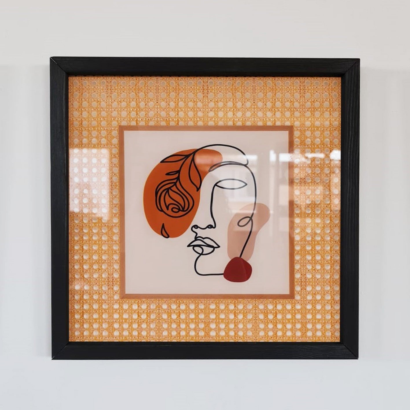 Quadro Decorativo Multicolor com Moldura de Madeira 32x32cm - Impressão Digital UV em Vidro 4mm