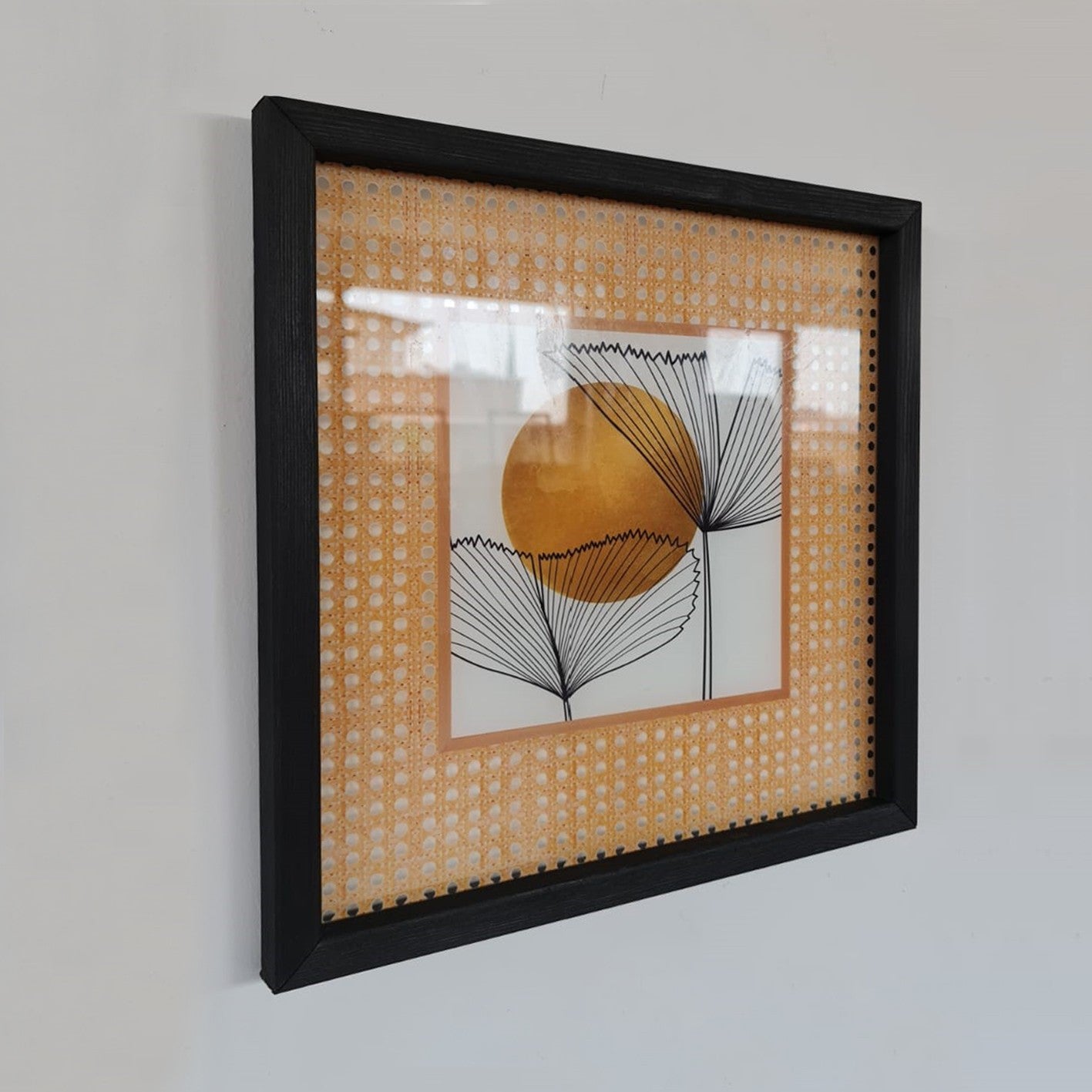 Quadro Decorativo Multicolor 32x32cm com Moldura de Madeira e Vidro Temperado - Impressão Digital UV