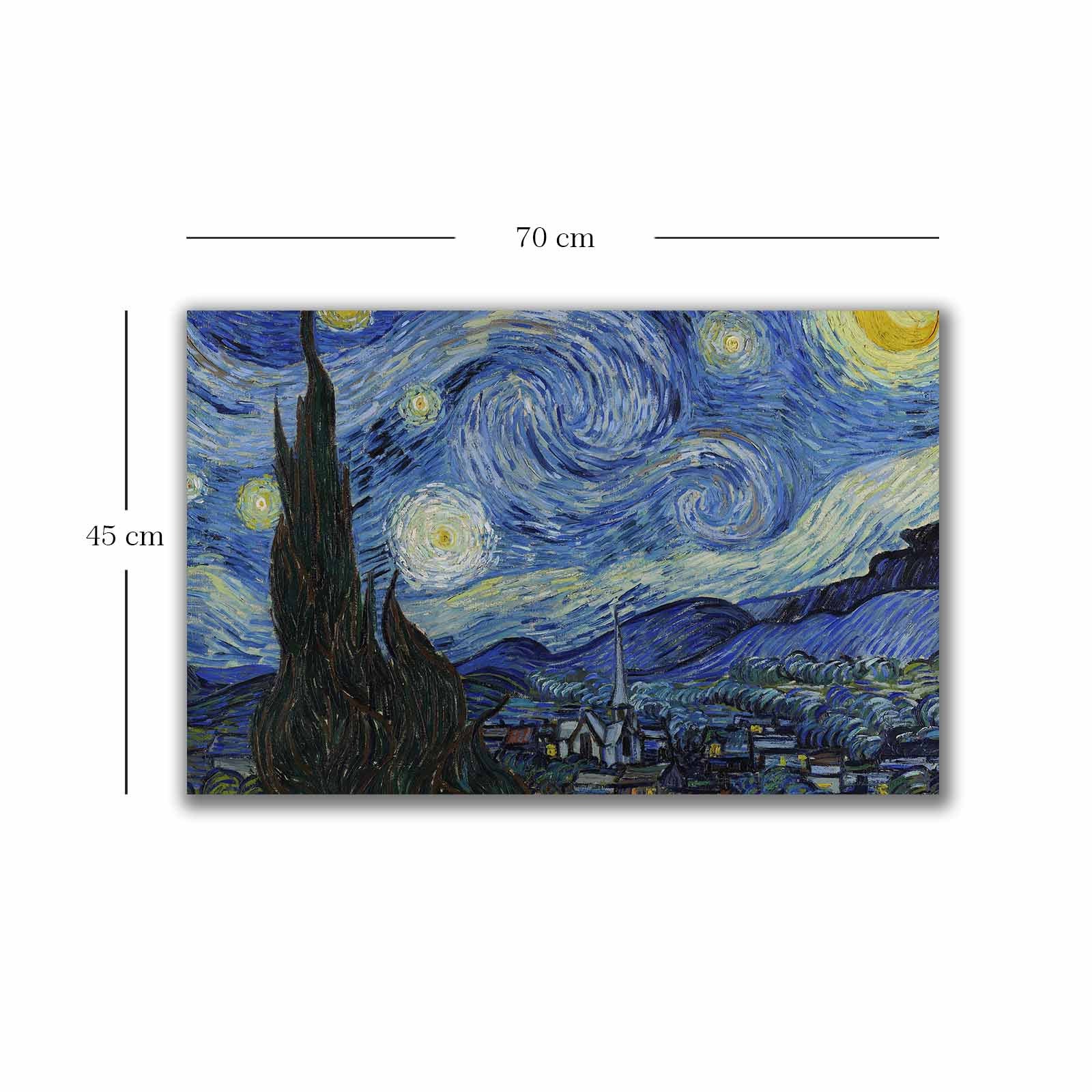 Pintura decorativa em tela de Vincent van Gogh, 45 x 70 cm, 100% tela, moldura 100% madeira (2,8 cm de espessura) | Perfeito para amantes de decoração e arte