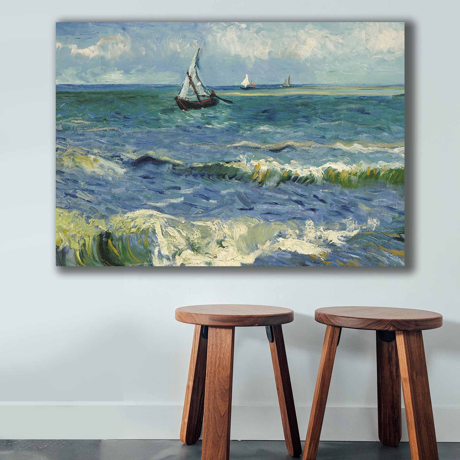 Pintura decorativa em tela de Vincent van Gogh, 70 x 100 cm, 100% tela, moldura 100% madeira (2,8 cm de espessura) | Perfeito para amantes de decoração e arte