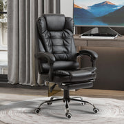 Cadeira de Escritório Reclinável – 64,5x69x109-117 cm – Preto – Couro sintético, espuma, metal, plástico