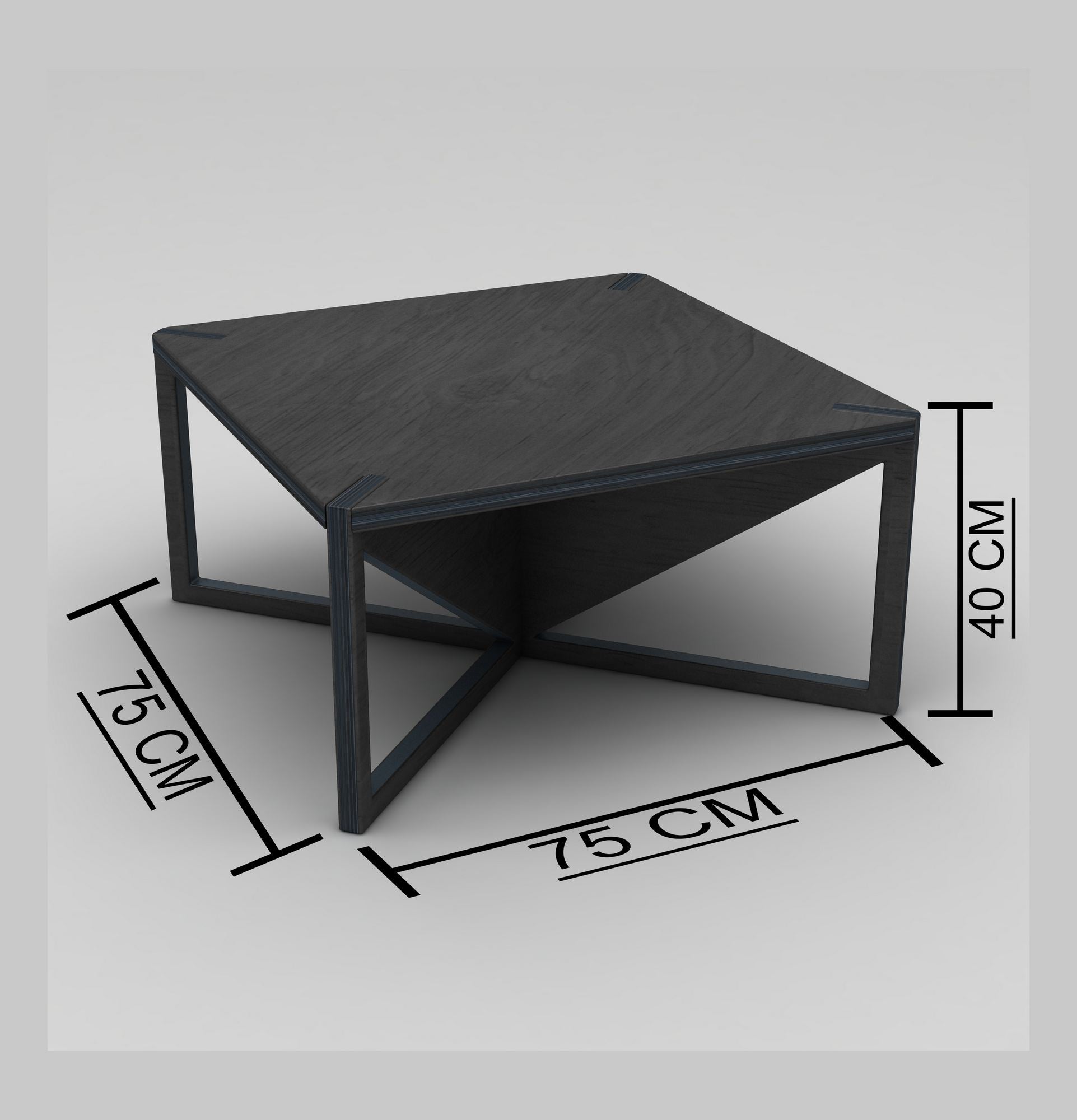 Mesa de Centro Preta em Contraplacado de Bétula 100% - Resistente até 180kg, Fácil Montagem