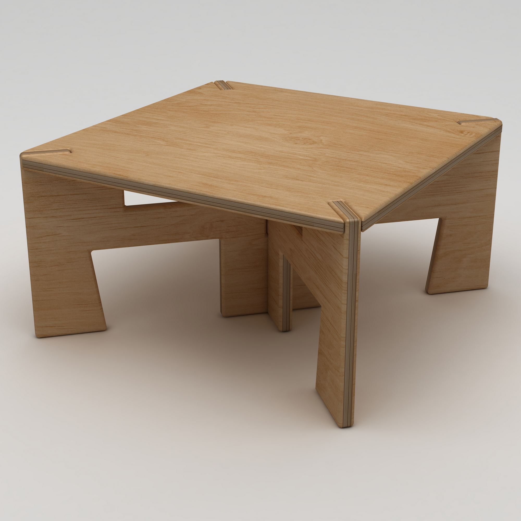 Mesa de Centro em Madeira Natural de Bétula - 75x40x75cm - Suporta 180kg - Fácil Montagem