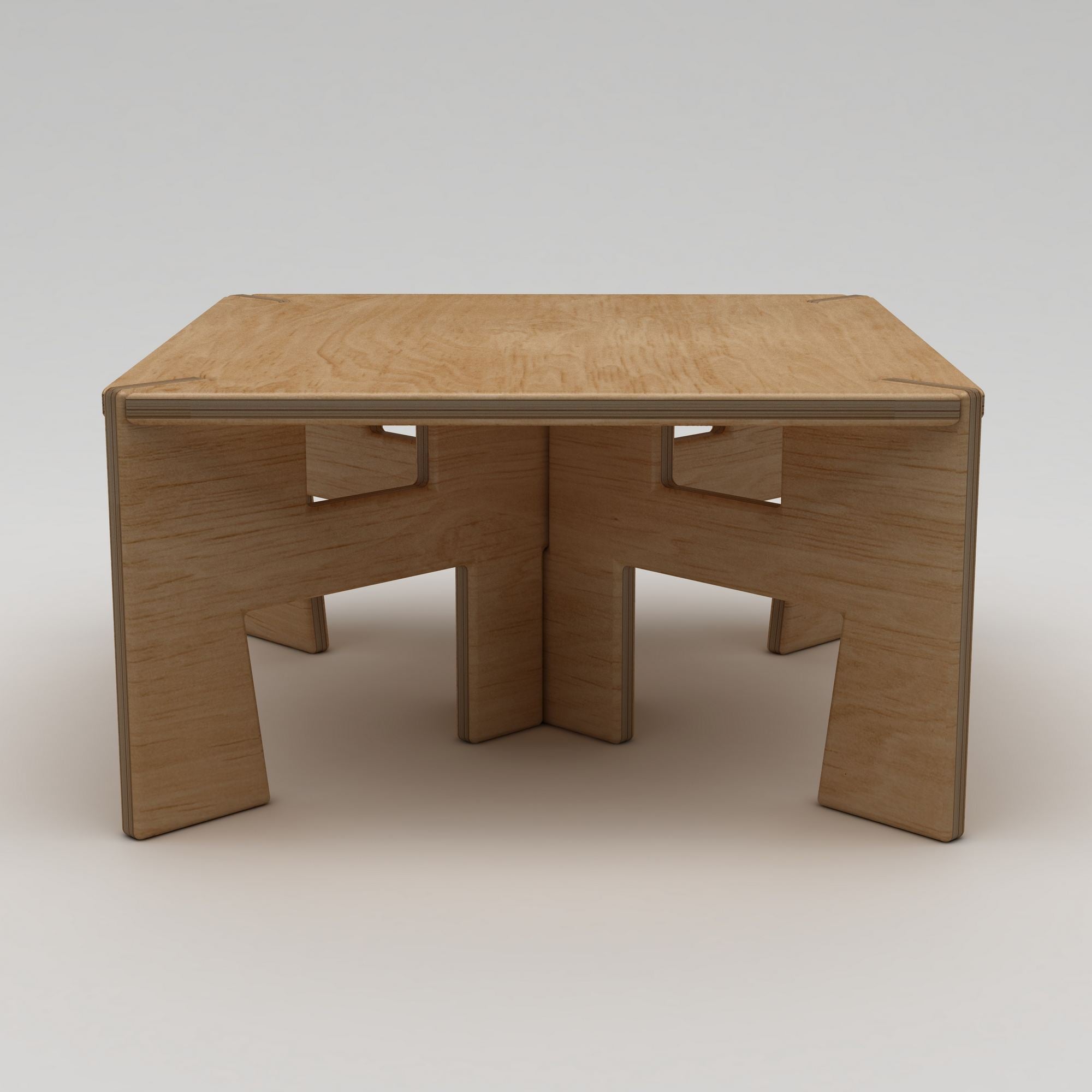 Mesa de Centro em Madeira Natural de Bétula - 75x40x75cm - Suporta 180kg - Fácil Montagem