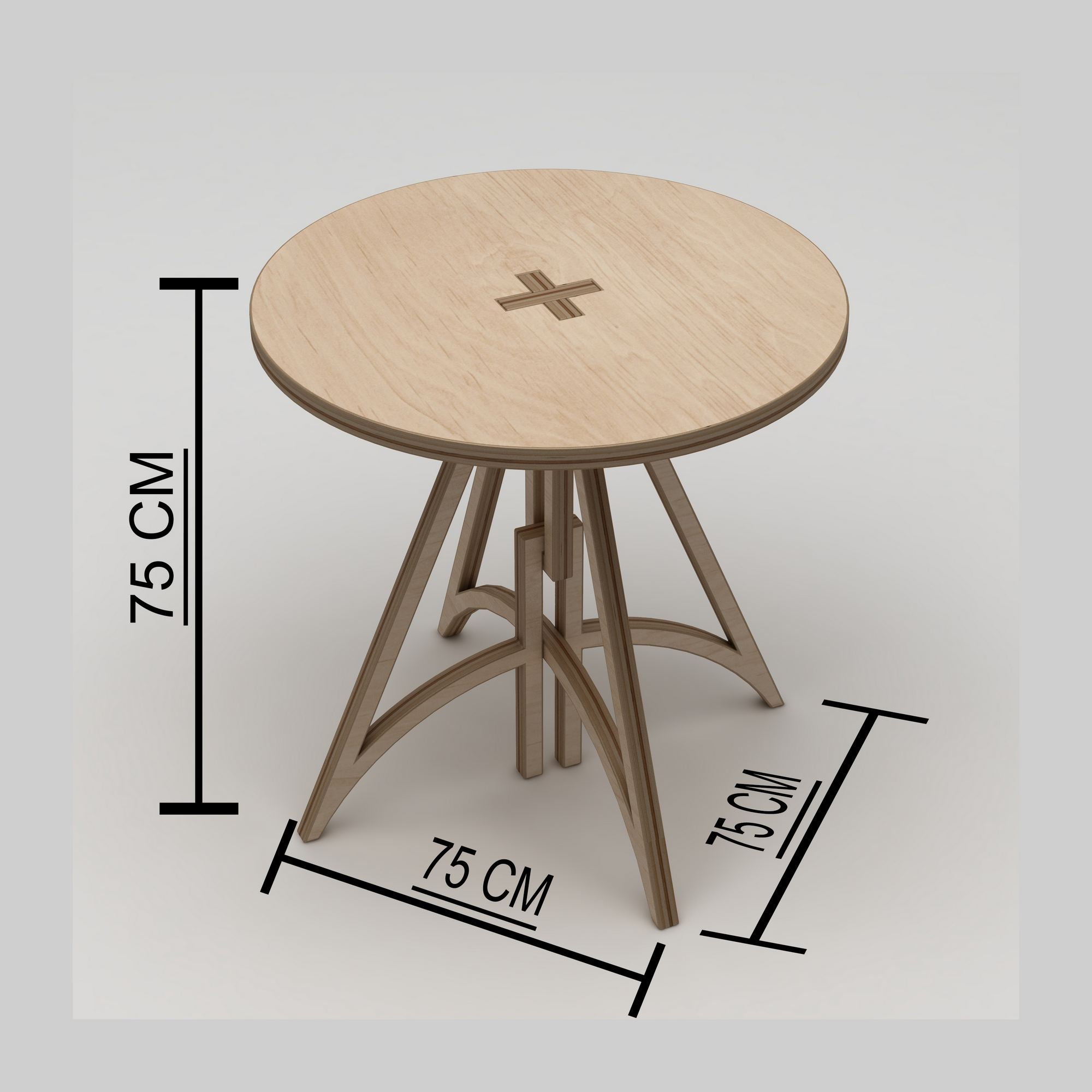 Mesa de Jantar em Madeira Natural de Bétula 100% - 75x75cm, Capacidade 75kg, Fácil Montagem