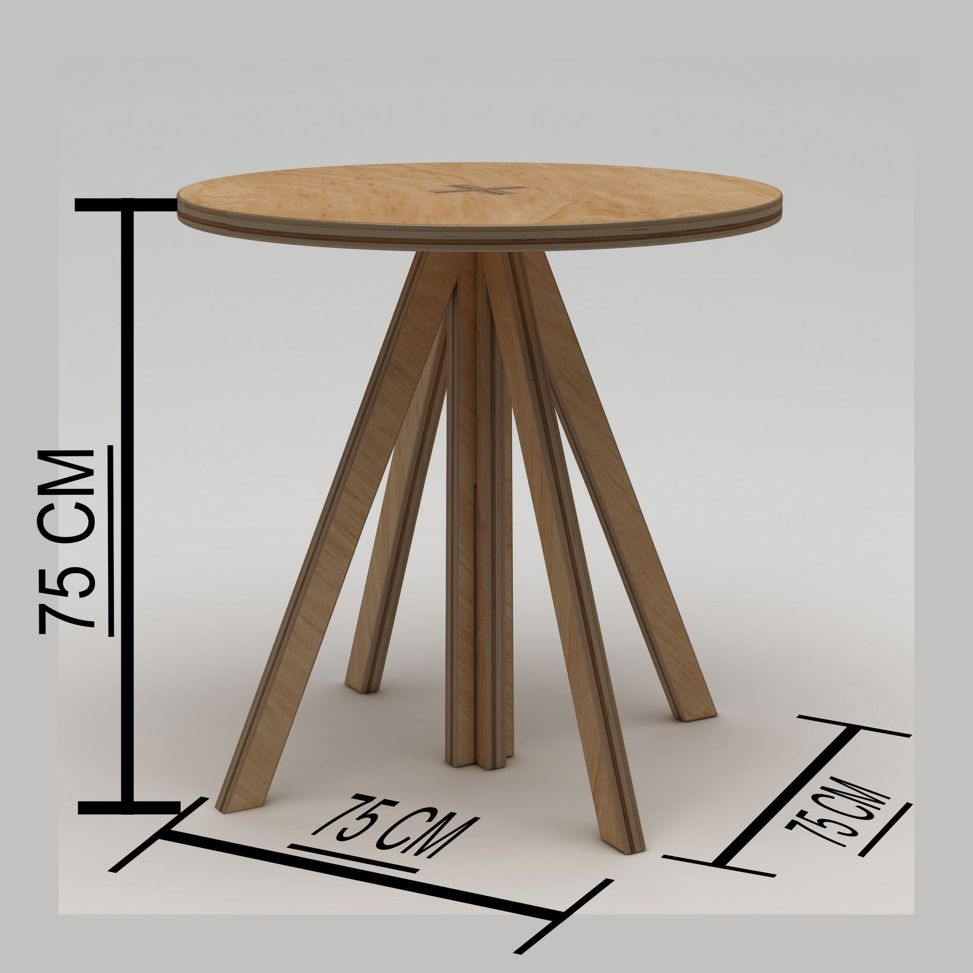 Mesa de Jantar em Madeira Natural de Bétula - 75x75cm, Capacidade 75kg, Fácil Montagem