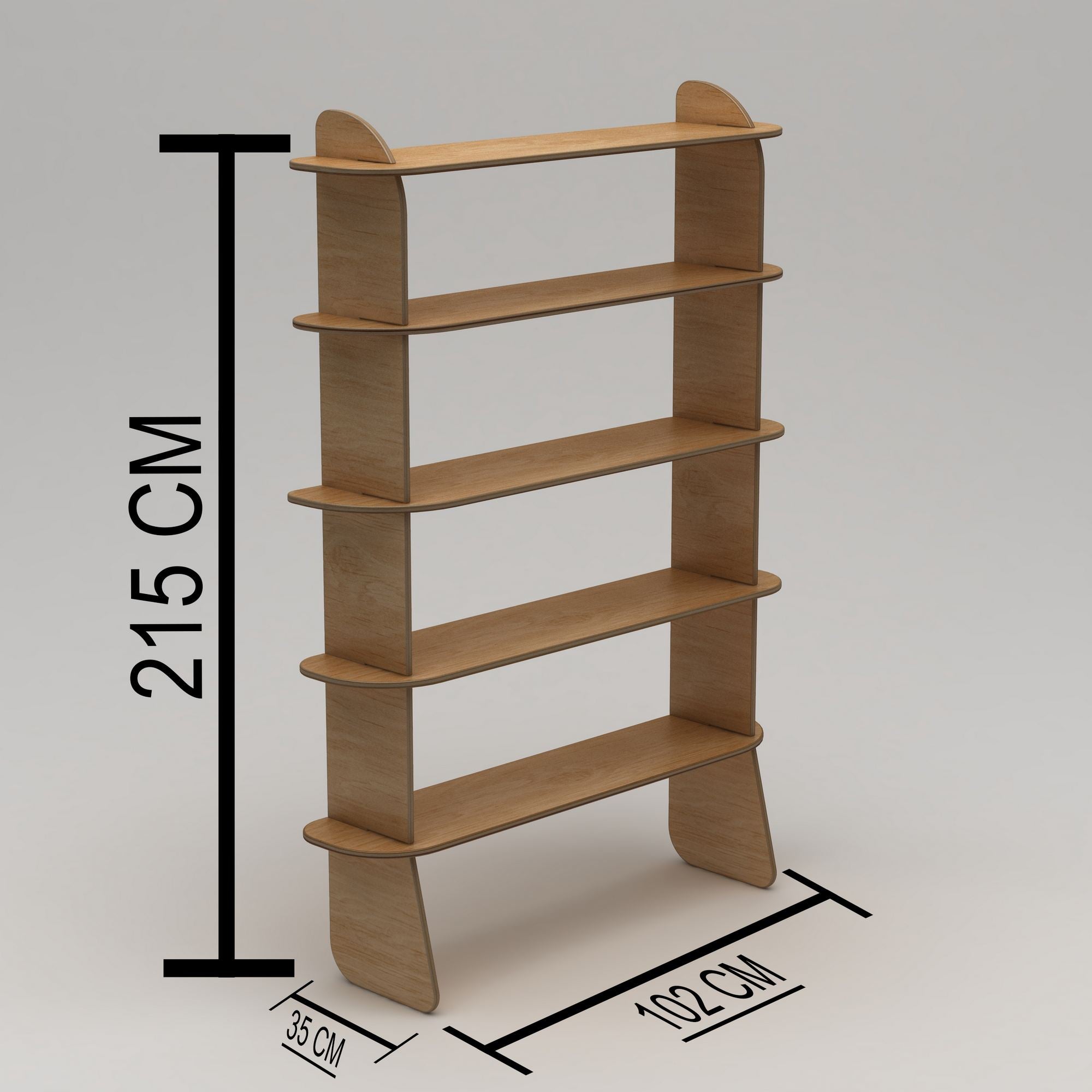 Estante de Madeira Natural em Bétula 100% - 150x160cm com Múltiplas Prateleiras e Fixação à Parede