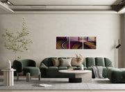 Conjunto de 3 Quadros Decorativos em Vidro Temperado Multicolor - 40x40cm - Arte Moderna para Decoração de Interiores