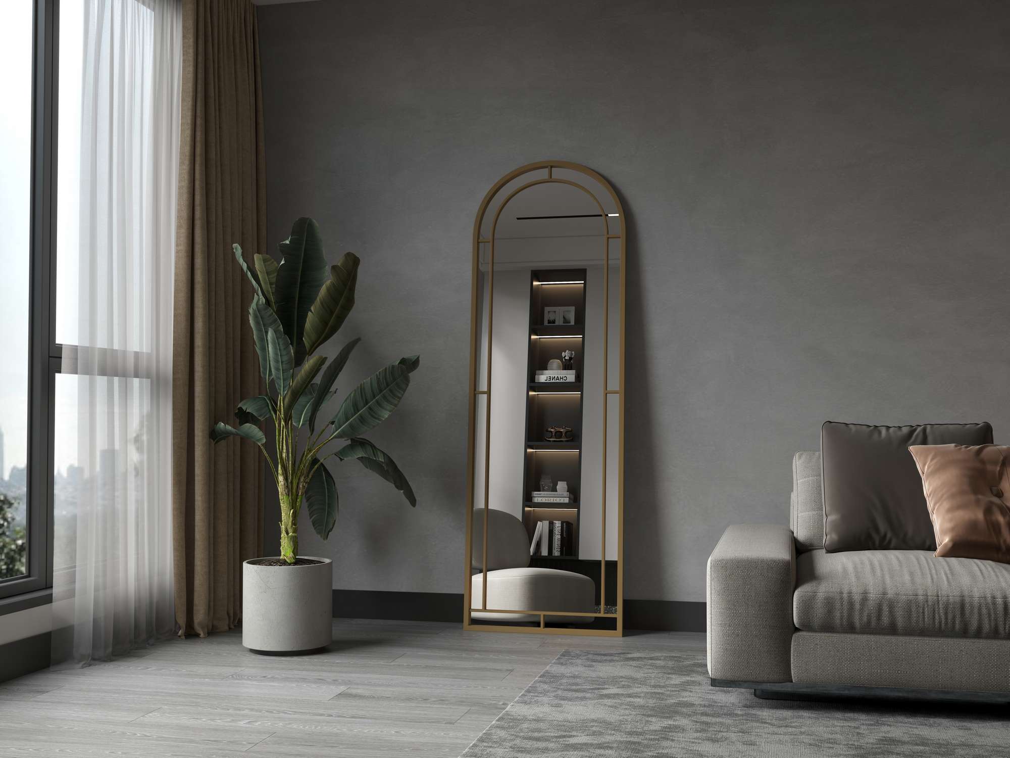 Espelho Cheval Dourado de Metal 180cm - Elegância Clássica para Decoração de Parede