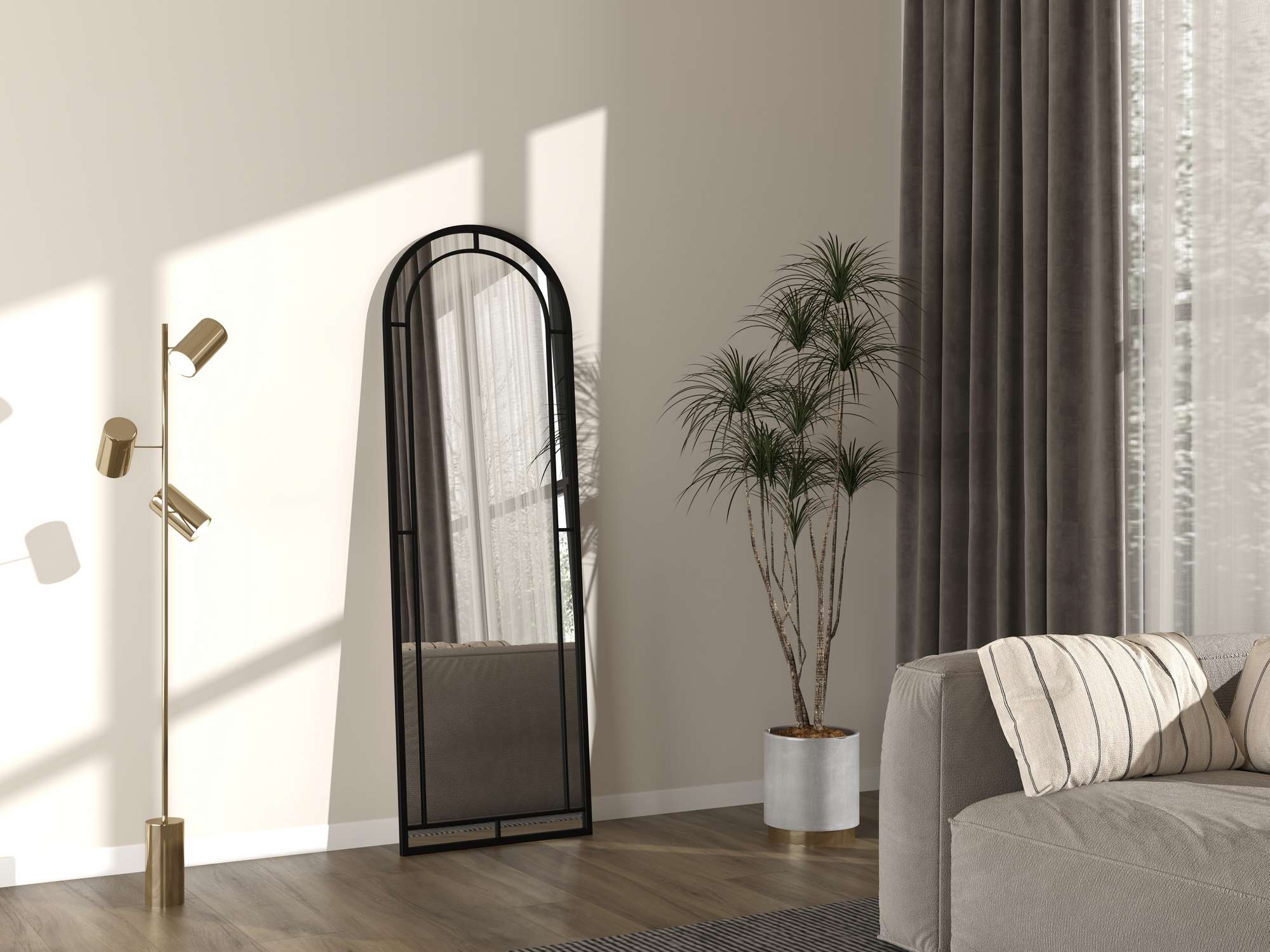 Espelho Cheval Preto de Metal 180cm - Elegante Espelho de Pé com Fixação de Parede