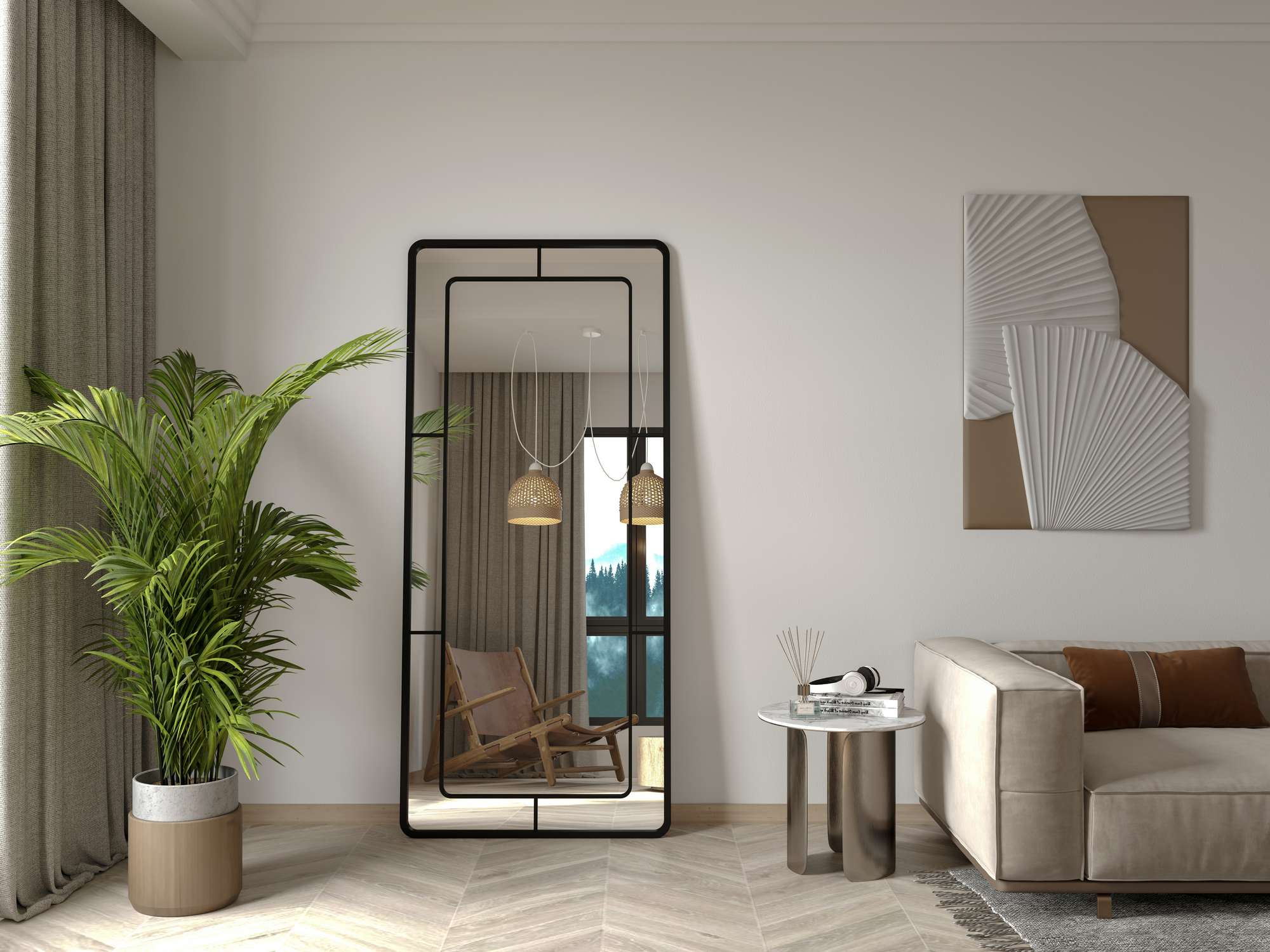 Espelho Cheval Preto de Metal 180cm - Elegância Moderna para Qualquer Divisão