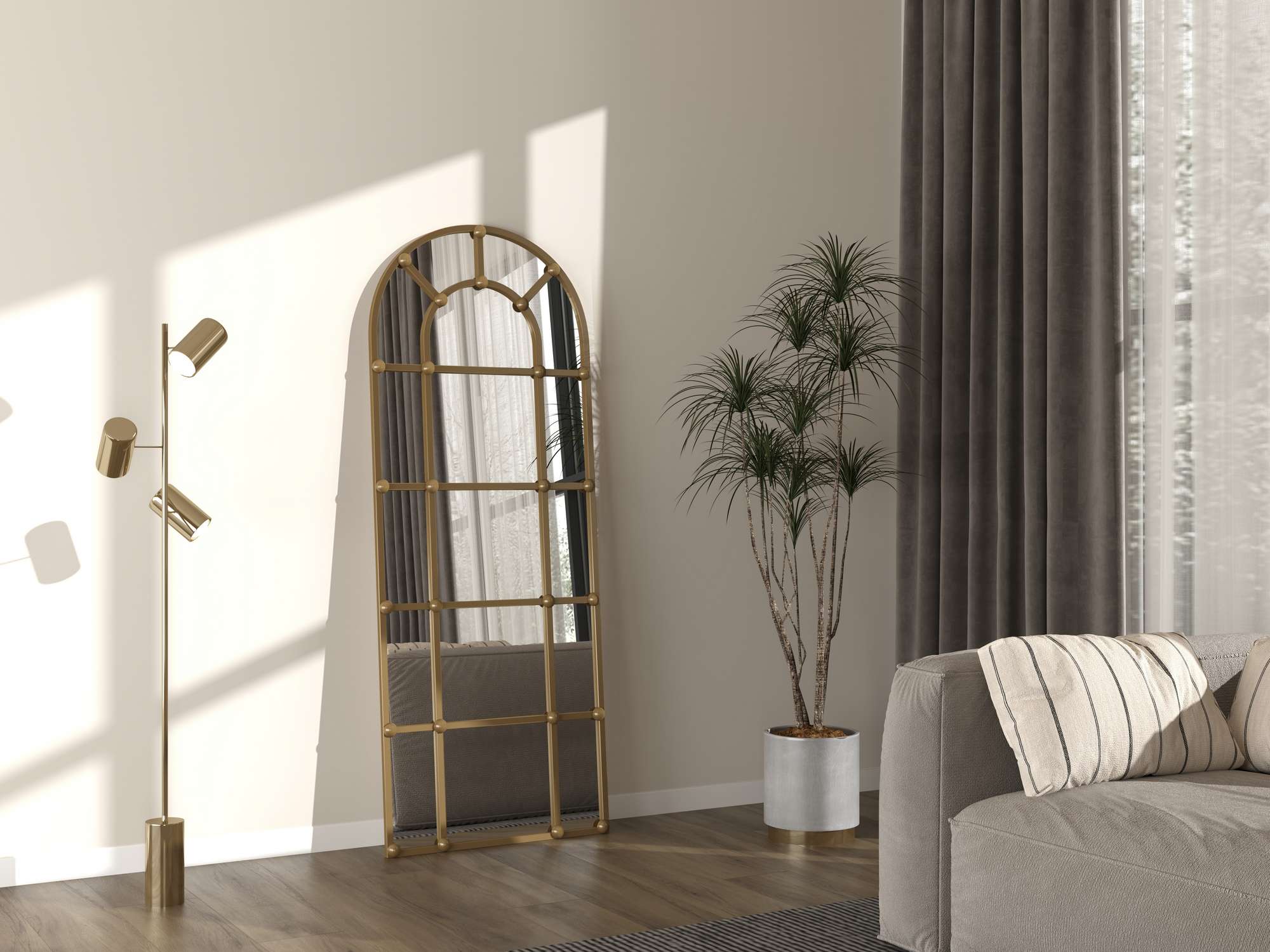 Espelho Cheval Dourado de Metal 180cm - Elegância Clássica para Decoração de Parede
