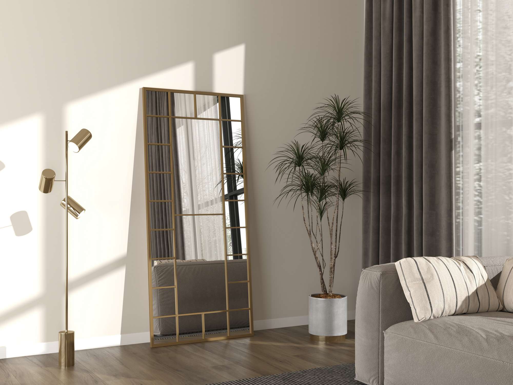 Espelho Cheval Dourado 180cm - Metal 100% com Fixação de Parede - Elegância Clássica para o Seu Quarto