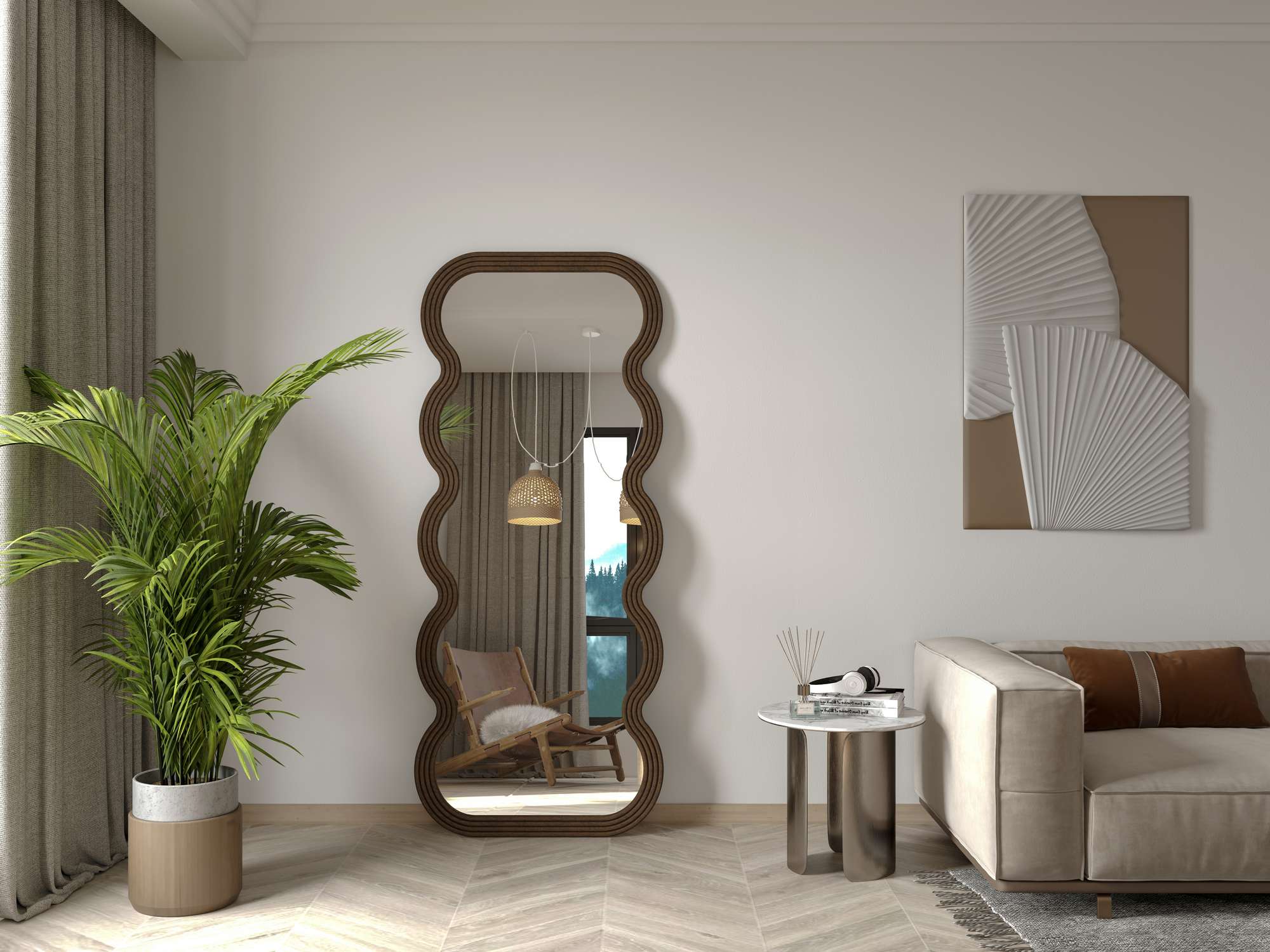 Espelho Cheval Castanho 70x170cm - MDF com Fixação de Parede Incluída