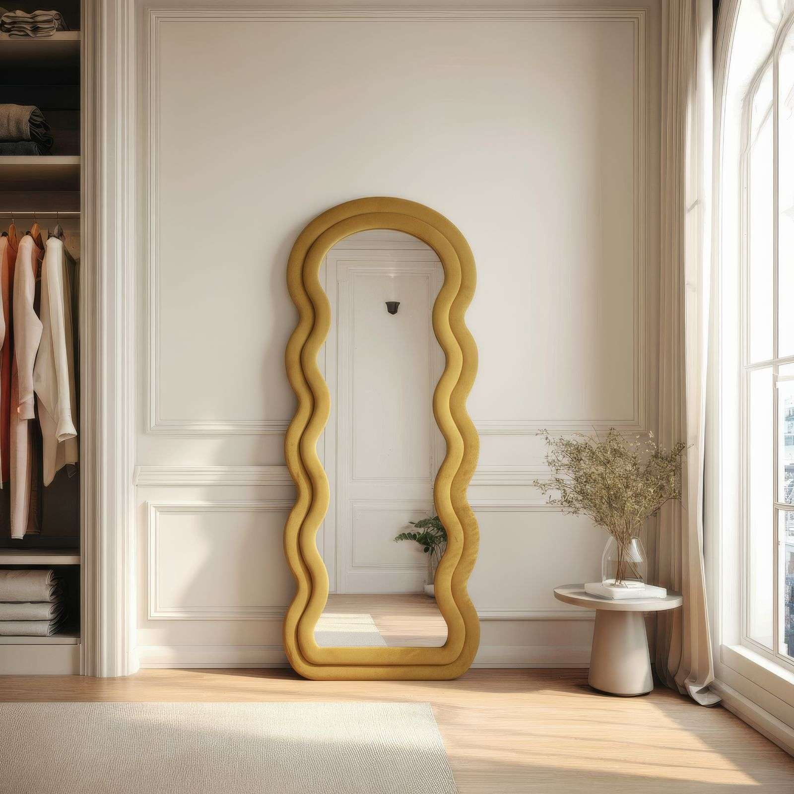 Espelho Cheval Amarelo 170cm - MDF com Fixação de Parede Incluída