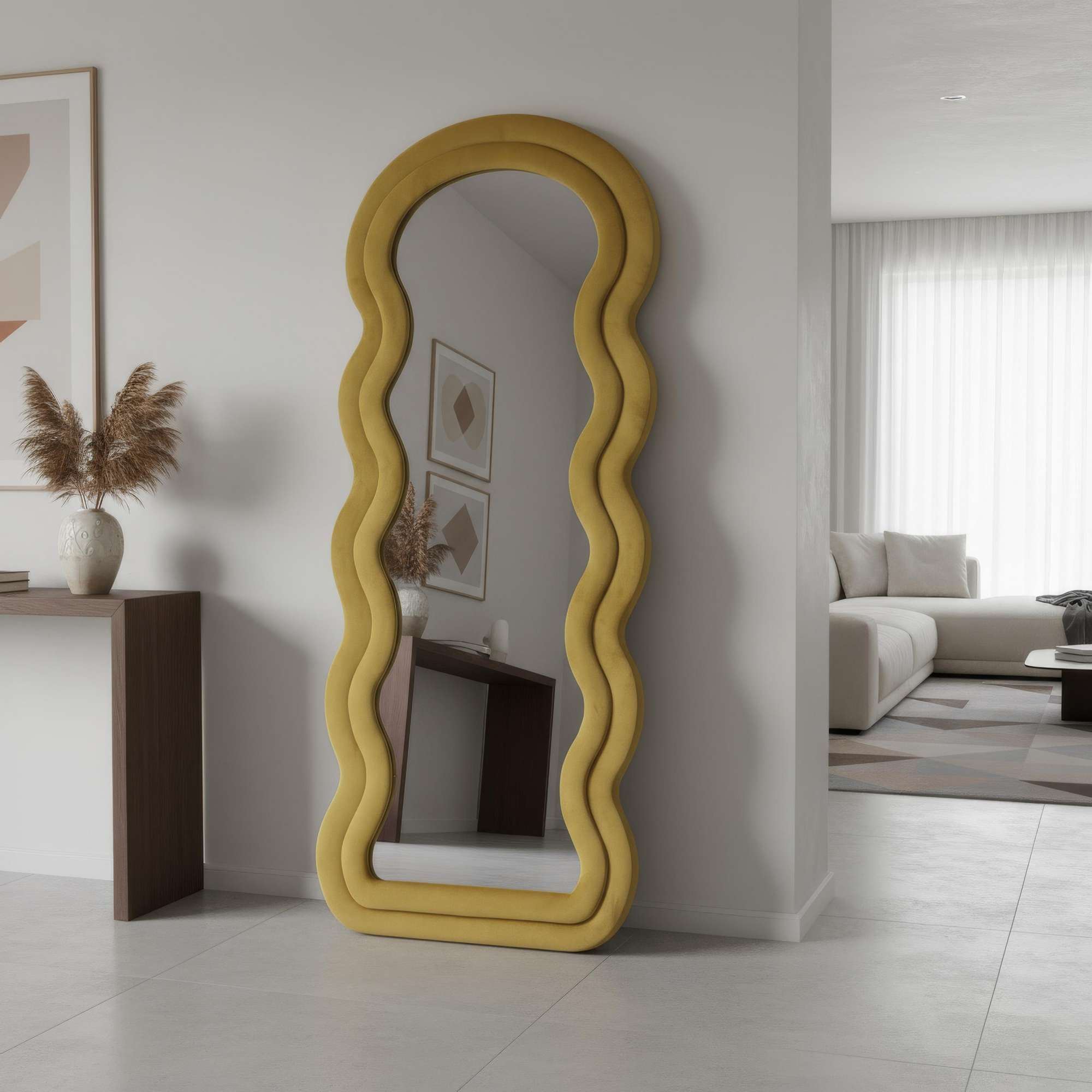 Espelho Cheval Amarelo 170cm - MDF com Fixação de Parede Incluída