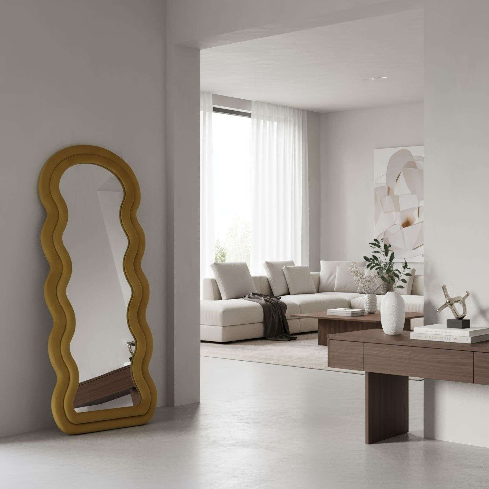 Espelho Cheval Amarelo 170cm - MDF com Fixação de Parede Incluída