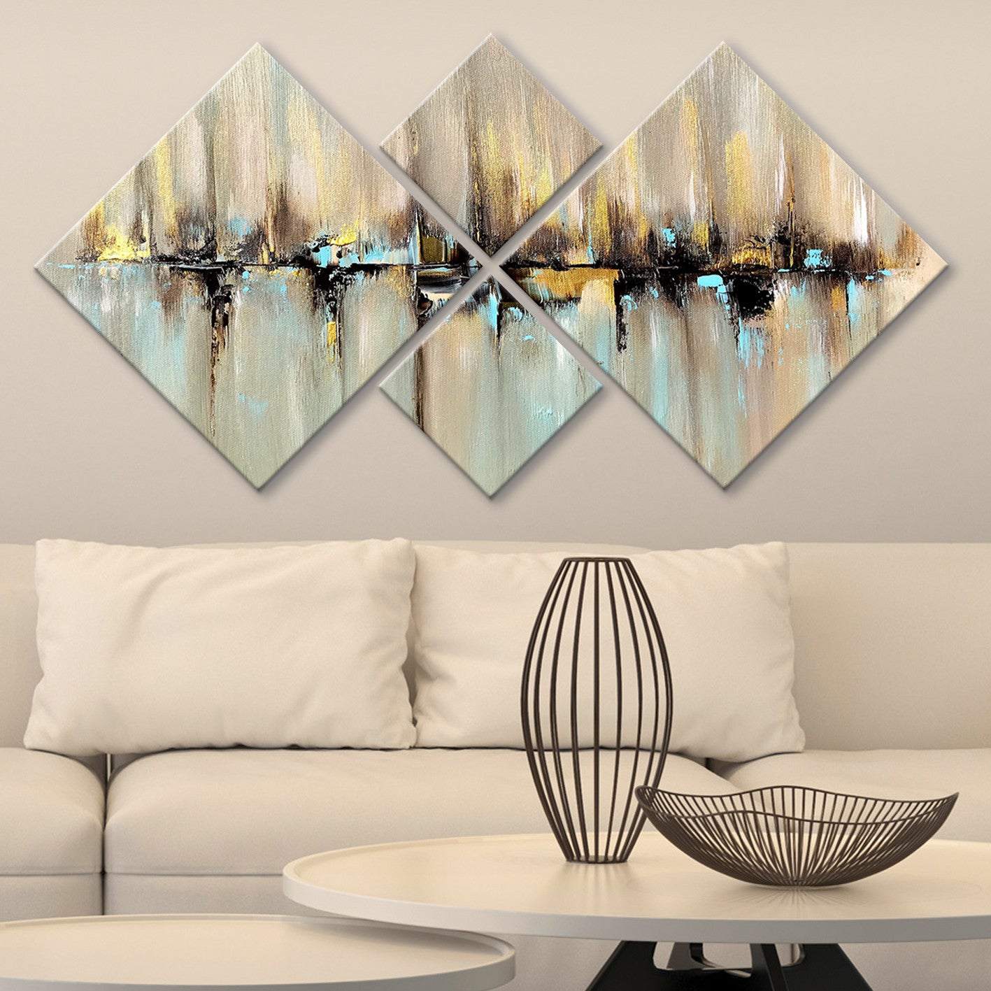 Pinturas Decorativas em MDF – 40x40 cm (2) e 20x20 cm (2) – 100% MDF