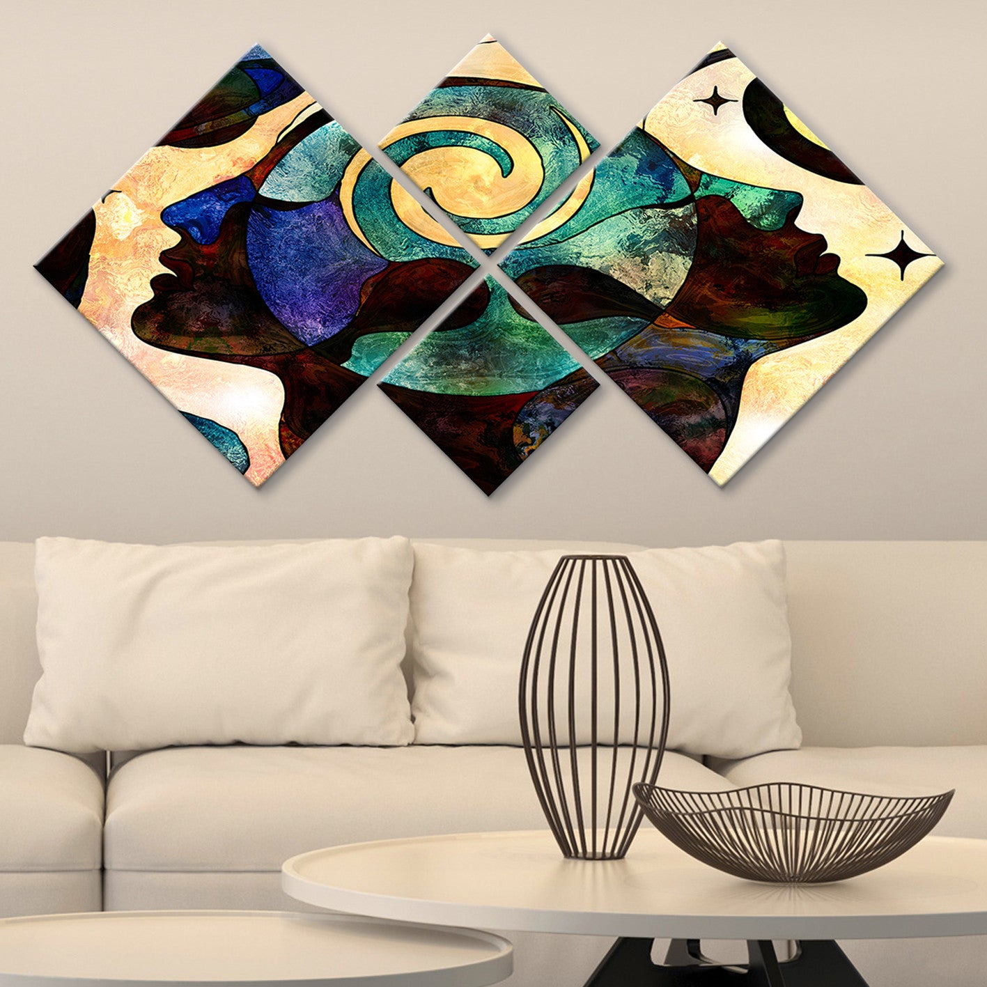 Conjunto Decorativo MDF Multicolor 4 Peças - Impressão UV Premium para Parede