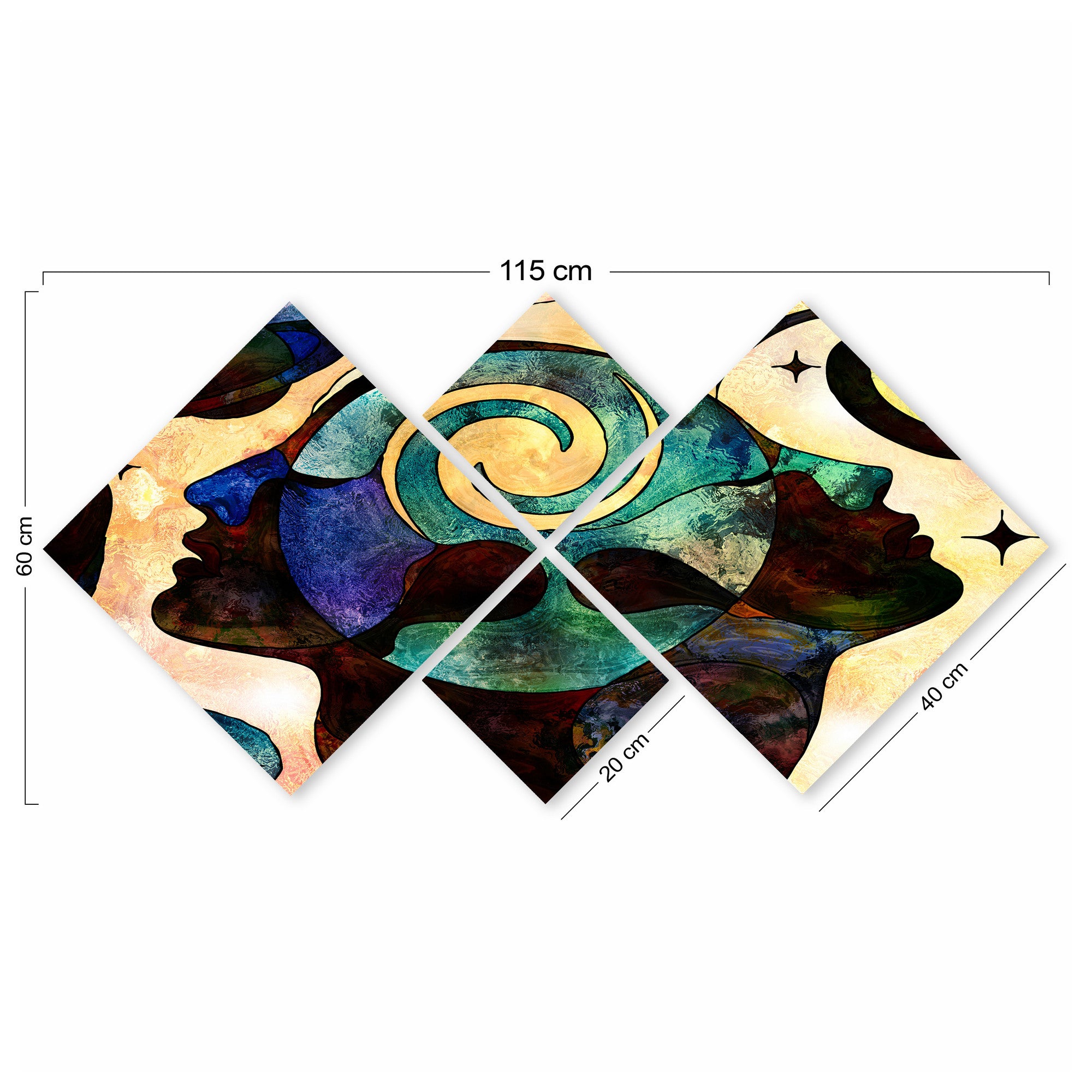 Conjunto Decorativo MDF Multicolor 4 Peças - Impressão UV Premium para Parede