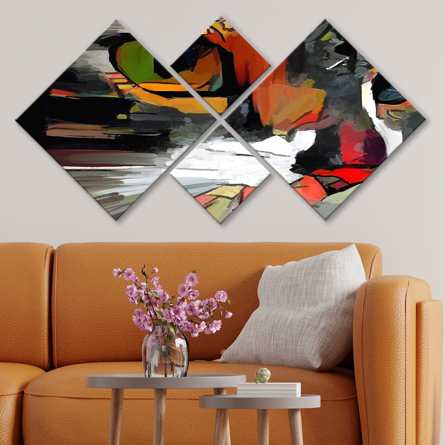 Conjunto Decorativo MDF Multicolor 4 Peças - Impressão UV Premium para Parede