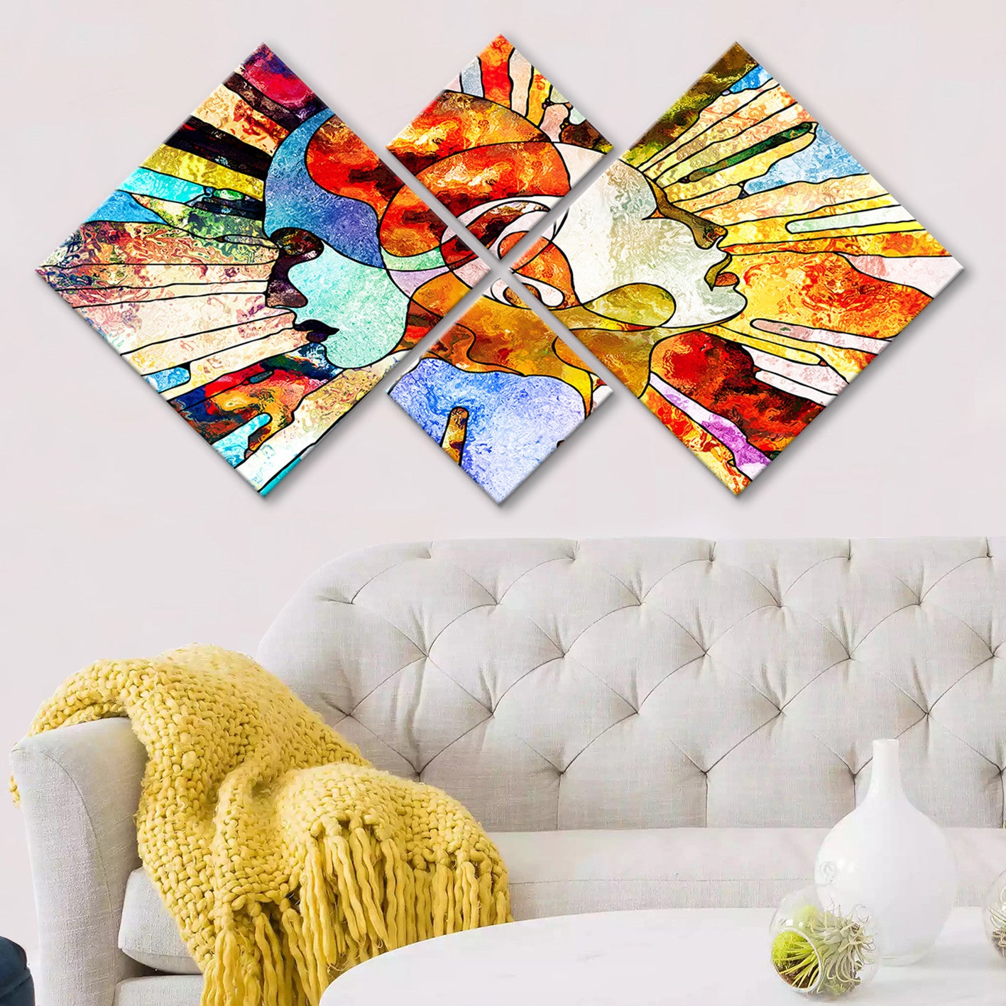 Conjunto Decorativo MDF Multicolor 4 Peças - Impressão UV Premium para Parede