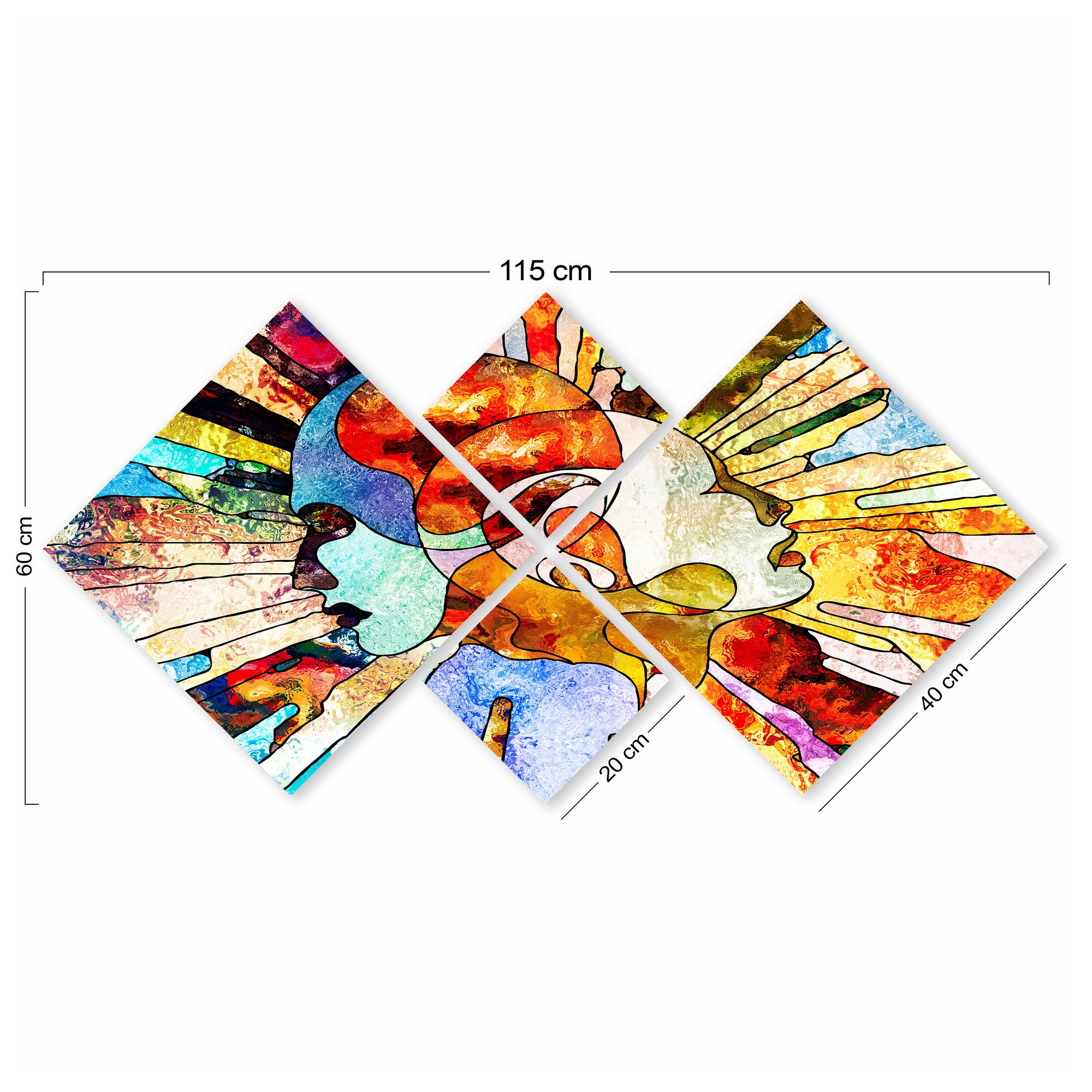 Conjunto Decorativo MDF Multicolor 4 Peças - Impressão UV Premium para Parede