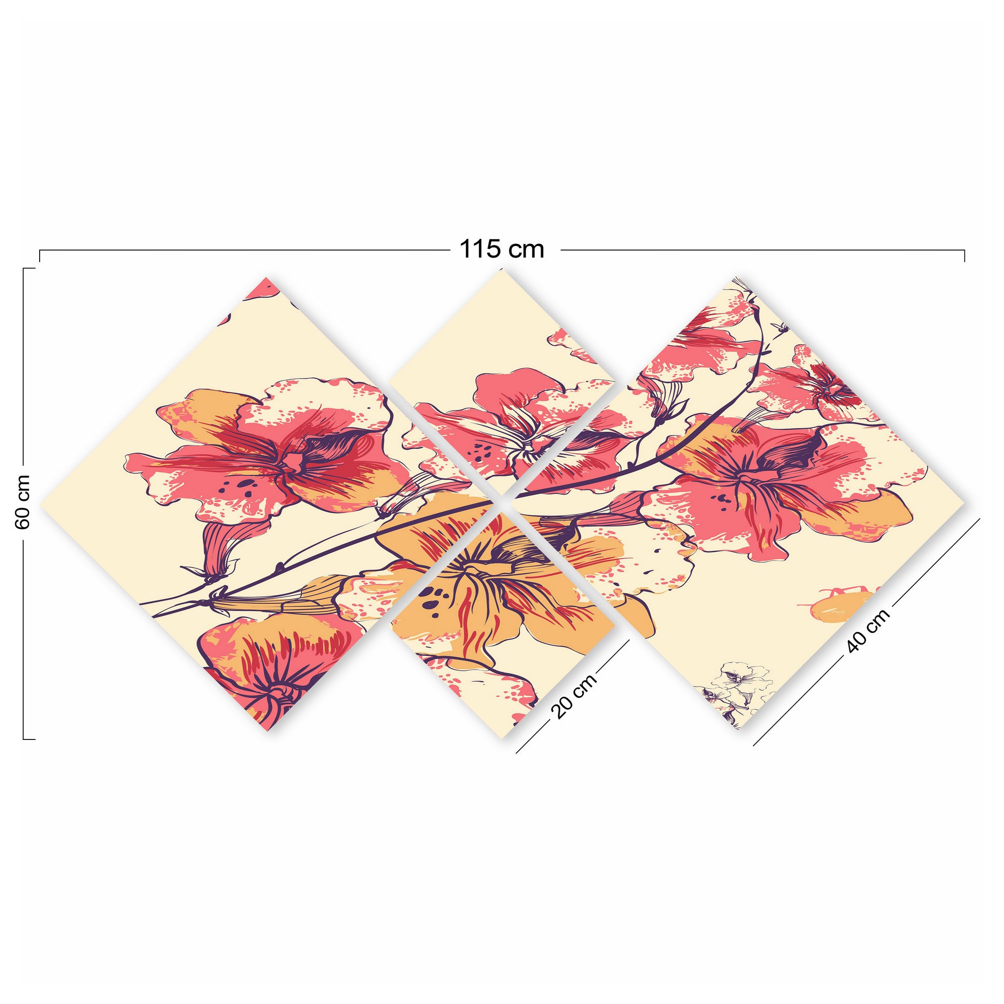 Conjunto Decorativo MDF Multicolor 4 Peças - Impressão UV Premium para Parede