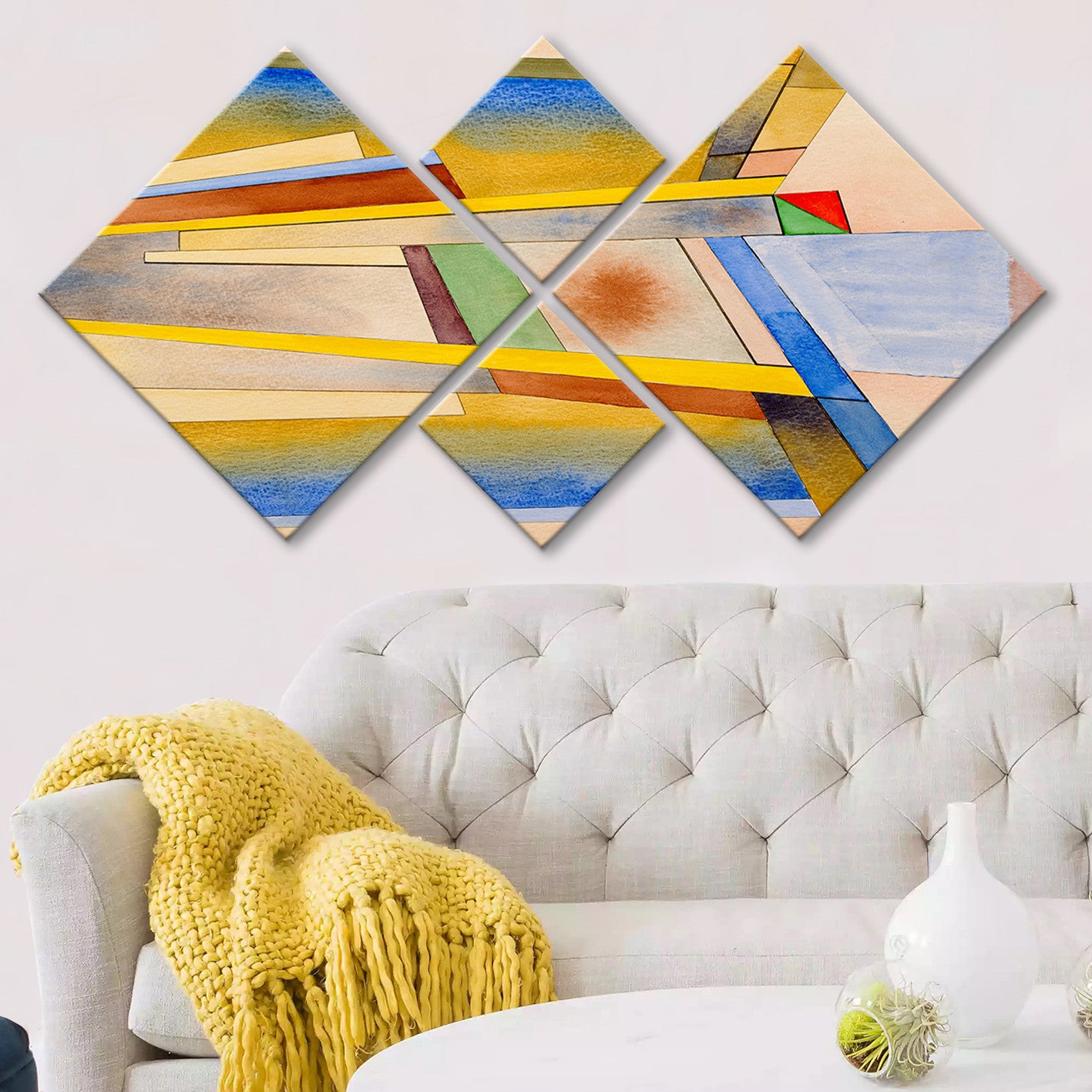 Conjunto Decorativo MDF Multicolor 4 Peças - Impressão UV Premium para Parede