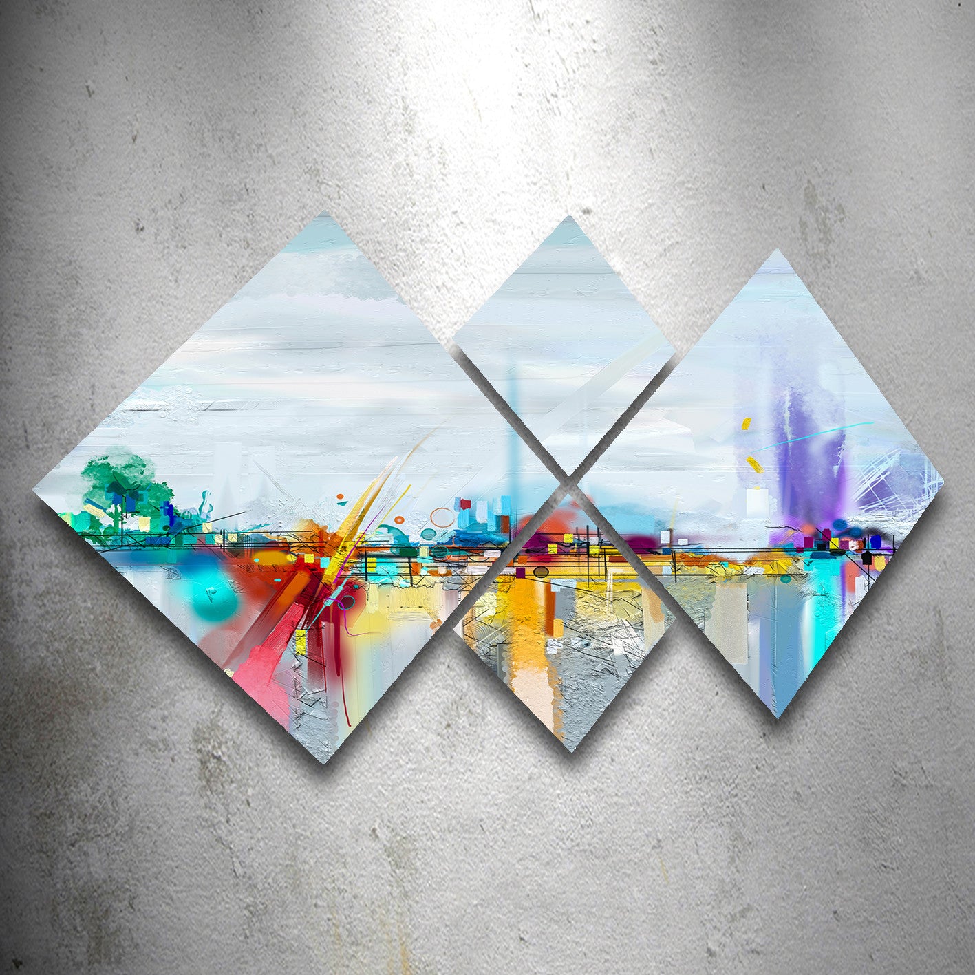 Conjunto Decorativo MDF Multicolor 4 Peças - Impressão UV Premium para Parede