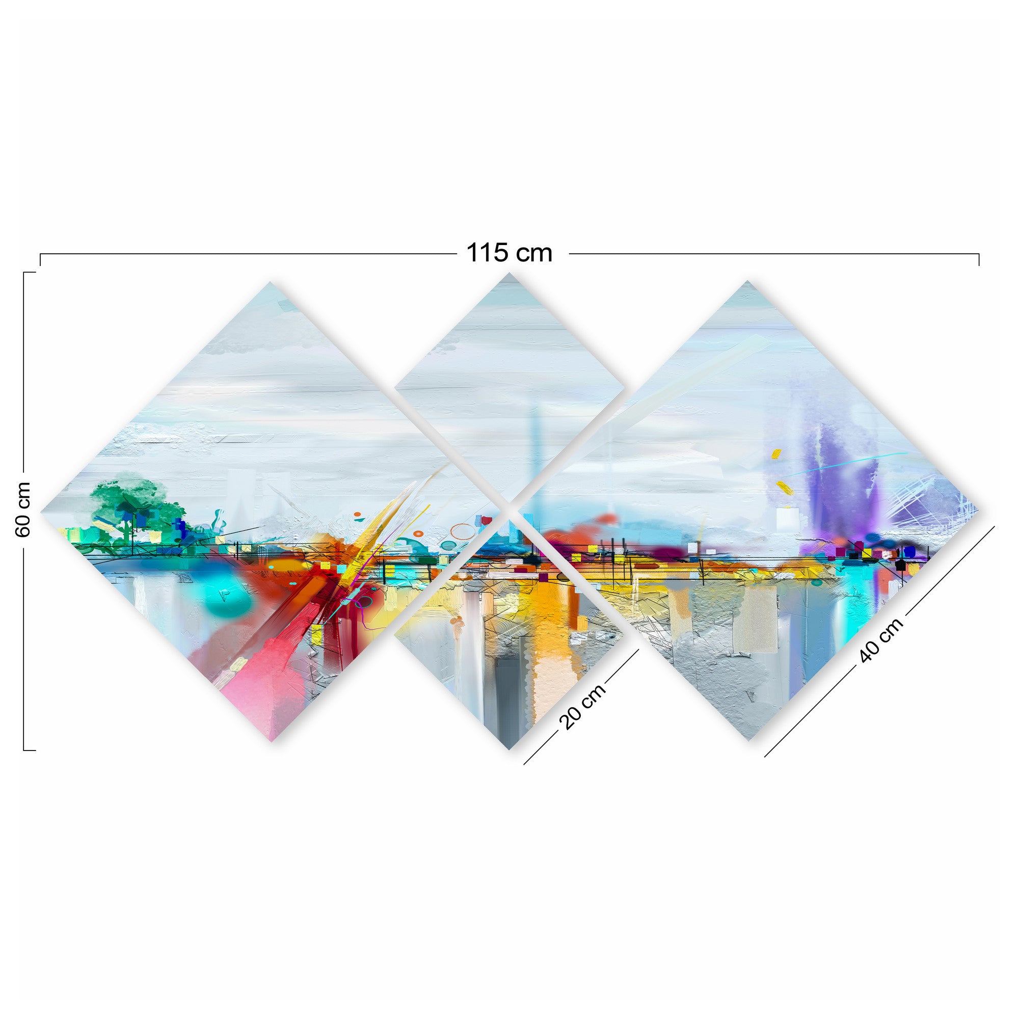 Conjunto Decorativo MDF Multicolor 4 Peças - Impressão UV Premium para Parede