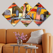 Conjunto Decorativo MDF Multicolor 4 Peças - Impressão UV Premium para Parede