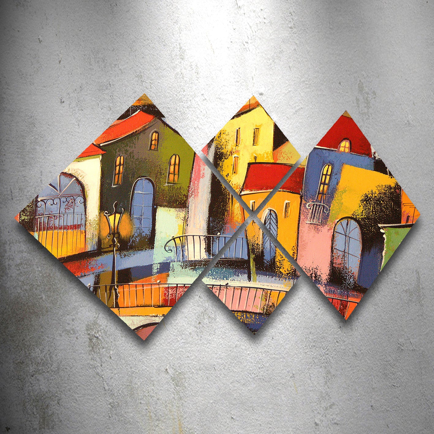 Conjunto Decorativo MDF Multicolor 4 Peças - Impressão UV Premium para Parede