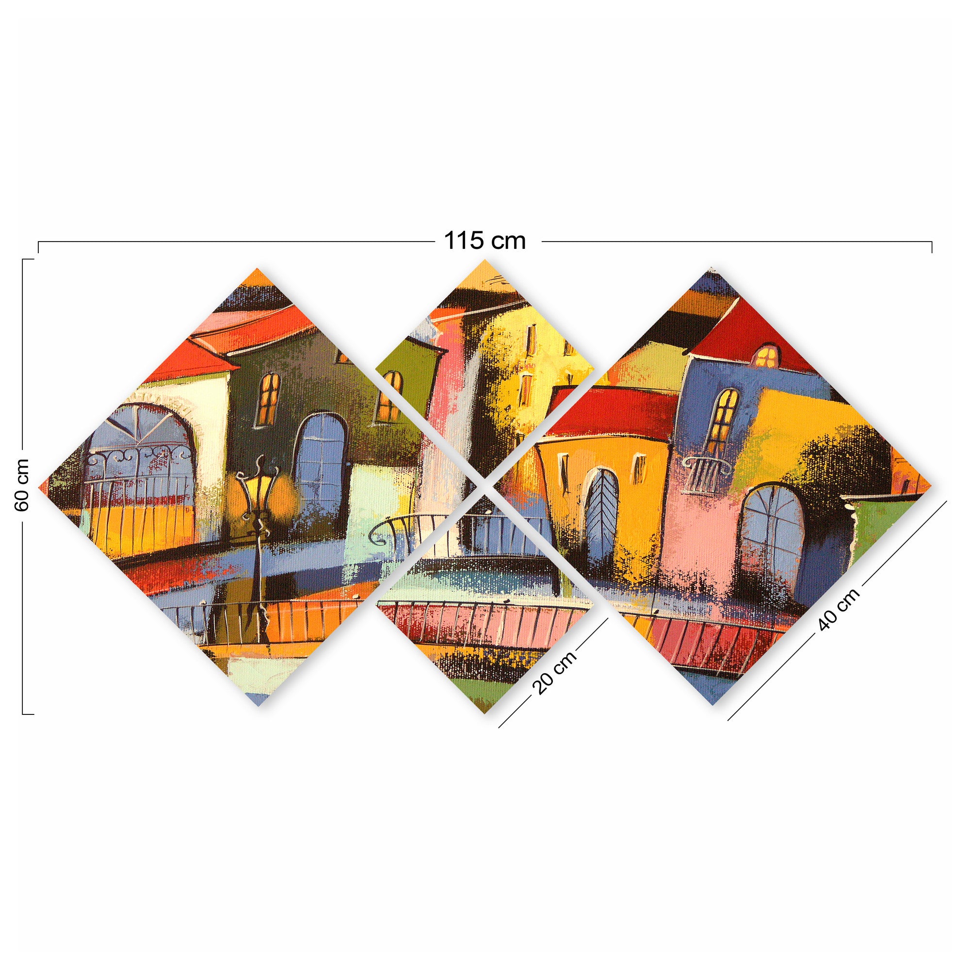 Conjunto Decorativo MDF Multicolor 4 Peças - Impressão UV Premium para Parede