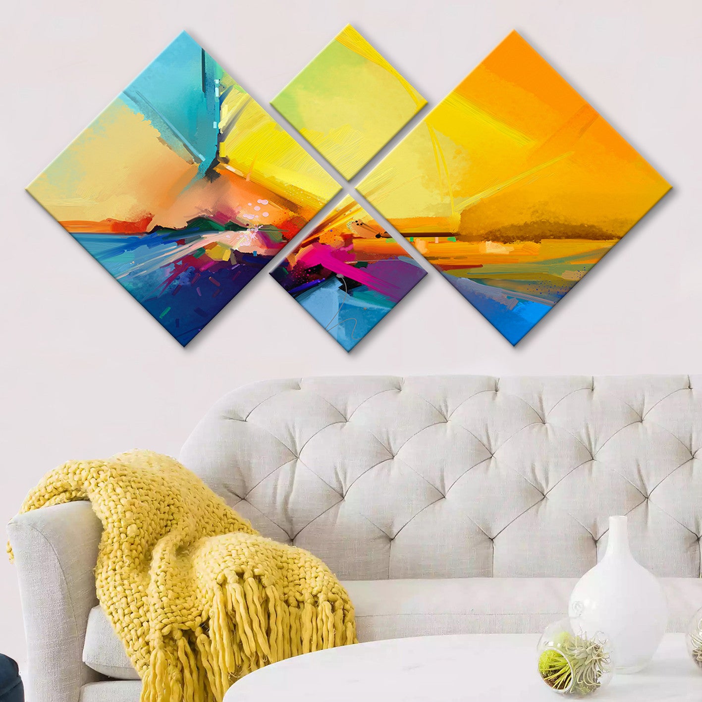 Conjunto Decorativo MDF Multicolor 4 Peças - Impressão UV Premium para Parede