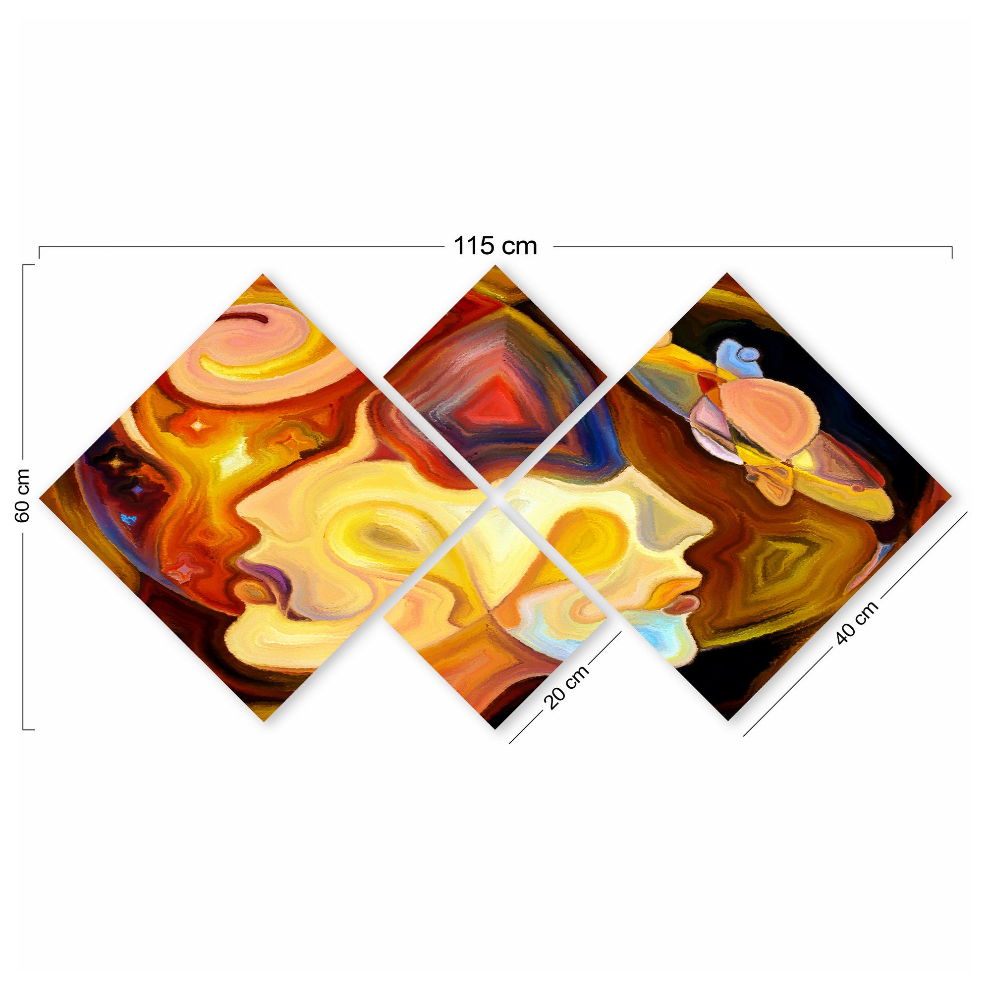 Conjunto Decorativo MDF Multicolor 4 Peças - Impressão UV Premium para Parede