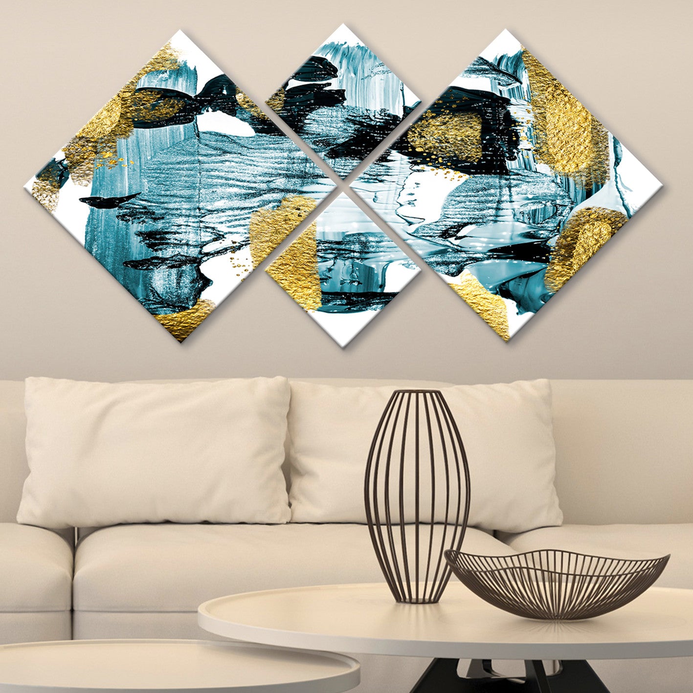 Conjunto Decorativo MDF Multicolor 4 Peças - Impressão UV Premium para Parede