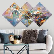 Conjunto Decorativo MDF Multicolor 4 Peças - Impressão UV Premium para Parede