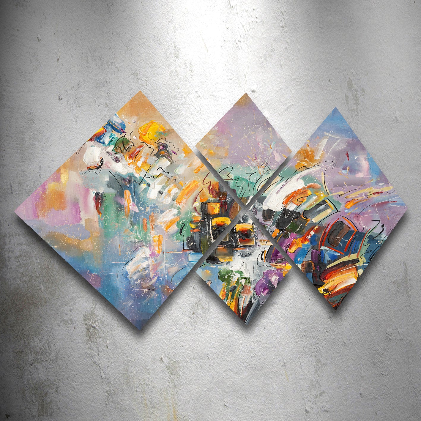 Conjunto Decorativo MDF Multicolor 4 Peças - Impressão UV Premium para Parede