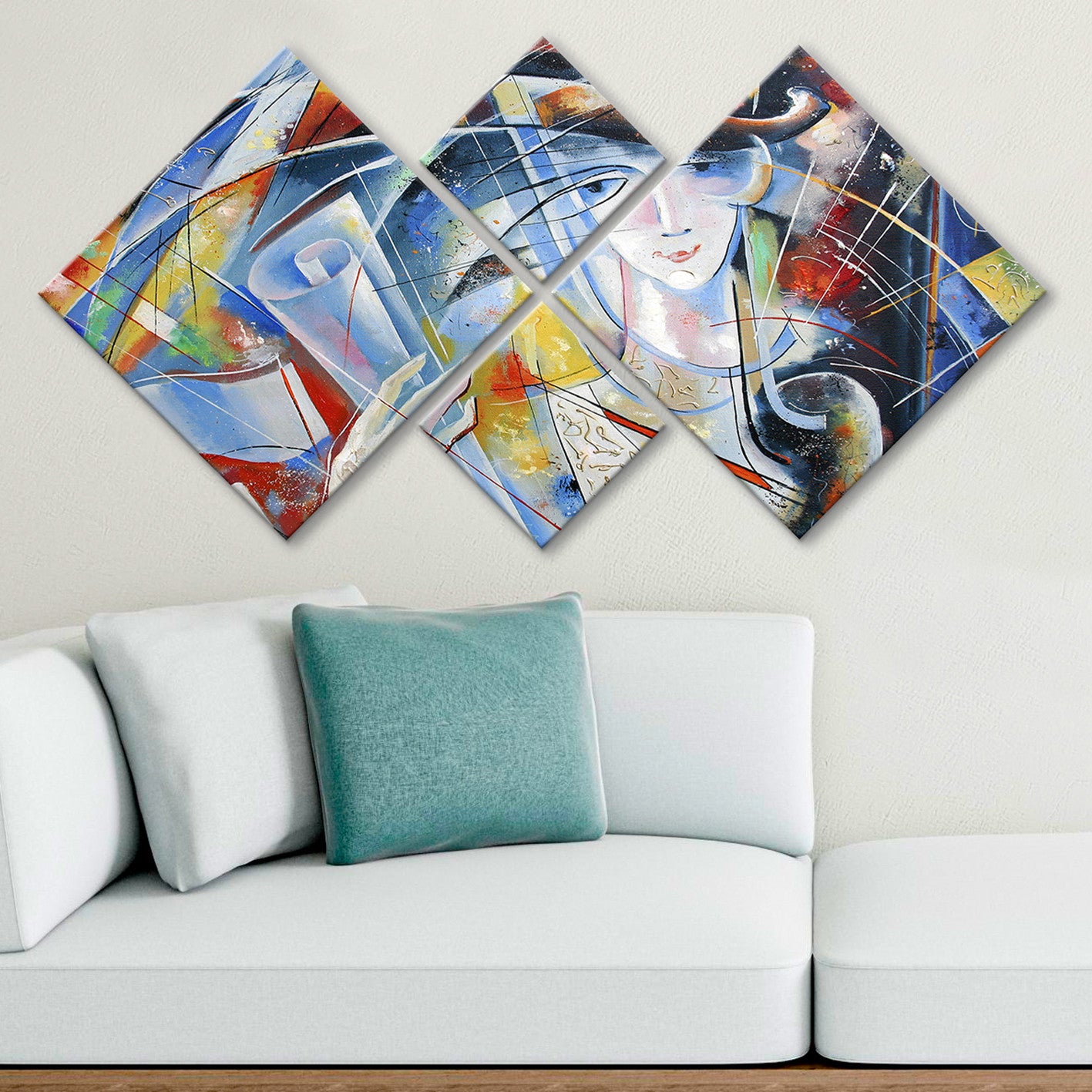 Conjunto Decorativo MDF Multicolor 4 Peças - Impressão UV Premium para Parede