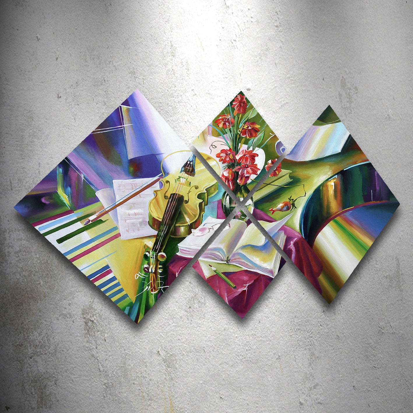 Conjunto Decorativo MDF Multicolor 4 Peças - Impressão UV Premium para Parede