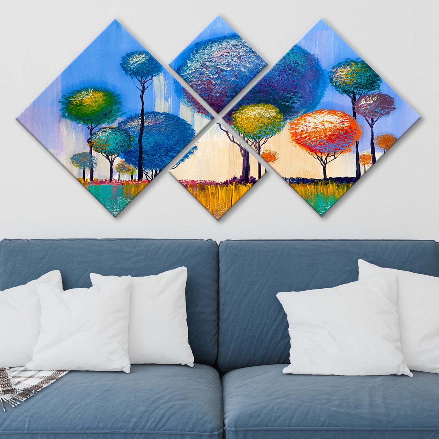 Conjunto Decorativo MDF Multicolor 4 Peças - Impressão UV Premium para Parede