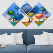 Conjunto Decorativo MDF Multicolor 4 Peças - Impressão UV Premium para Parede