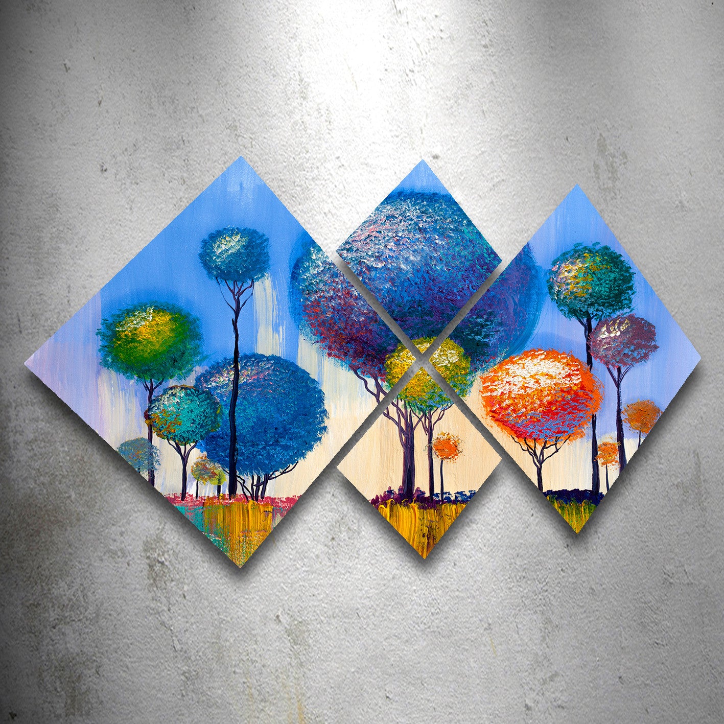 Conjunto Decorativo MDF Multicolor 4 Peças - Impressão UV Premium para Parede