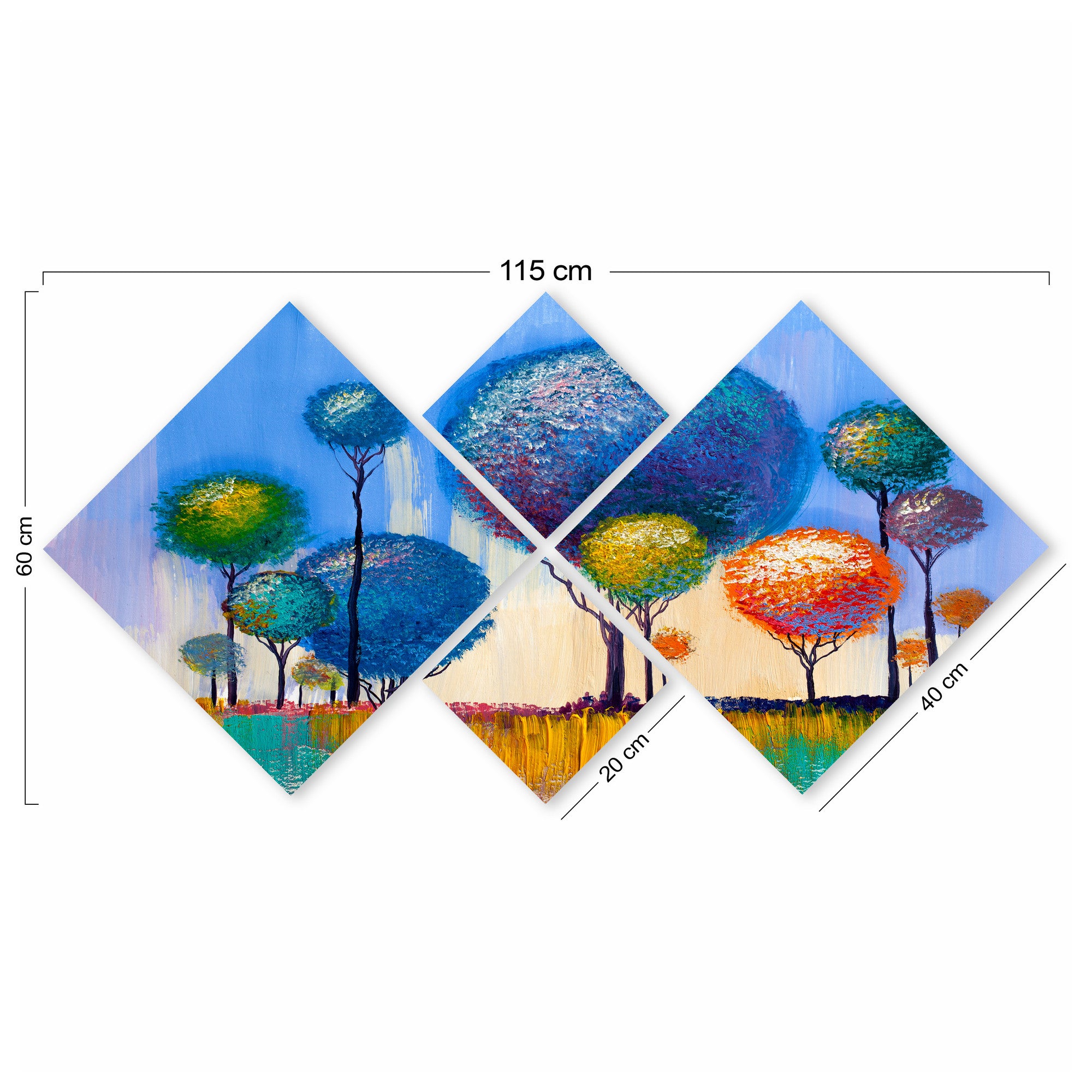 Conjunto Decorativo MDF Multicolor 4 Peças - Impressão UV Premium para Parede