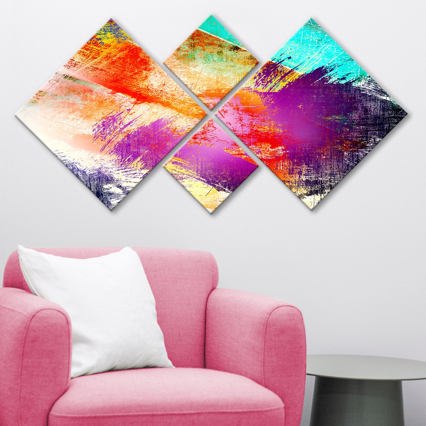 Conjunto Decorativo MDF Multicolor 4 Peças - Impressão UV Premium para Parede