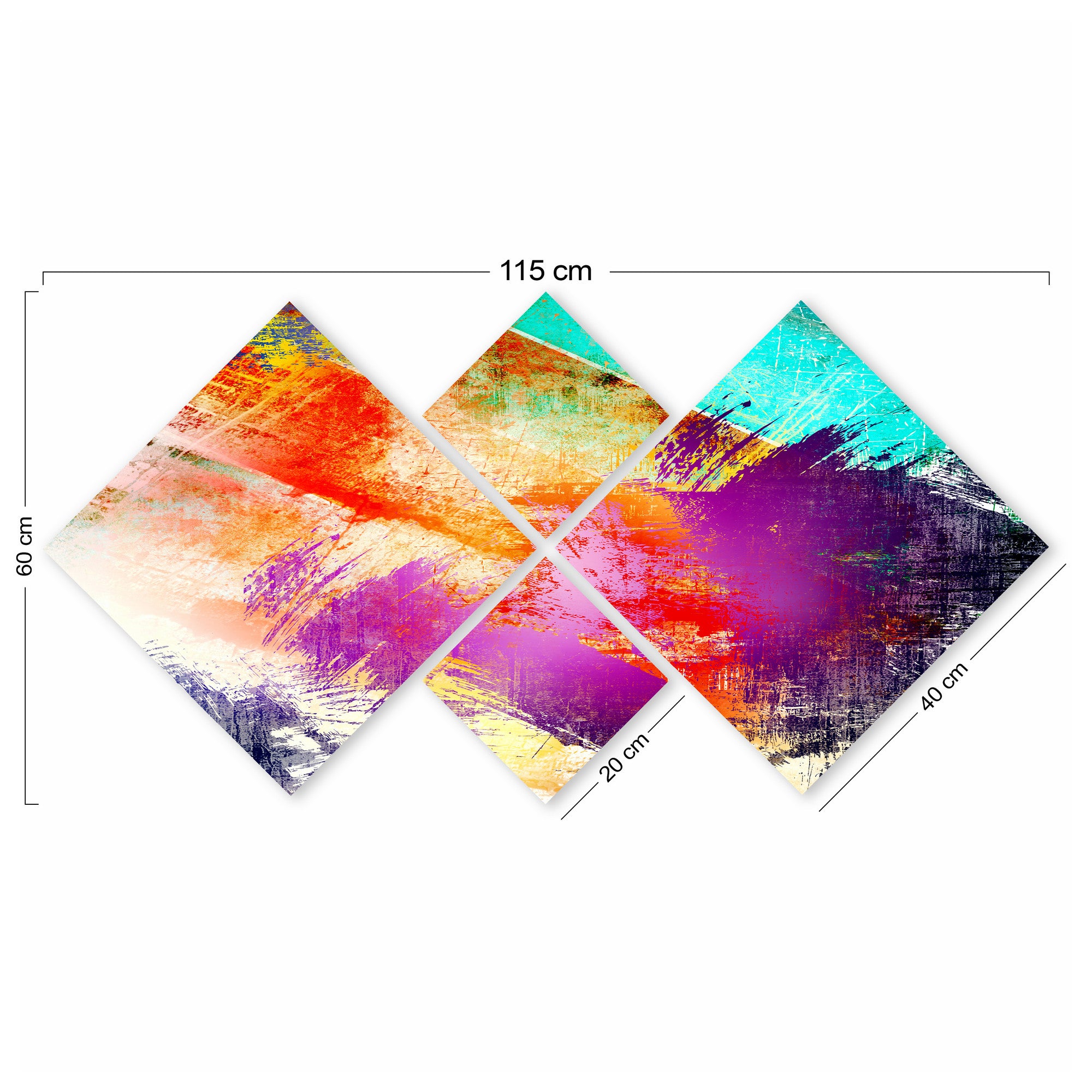 Conjunto Decorativo MDF Multicolor 4 Peças - Impressão UV Premium para Parede